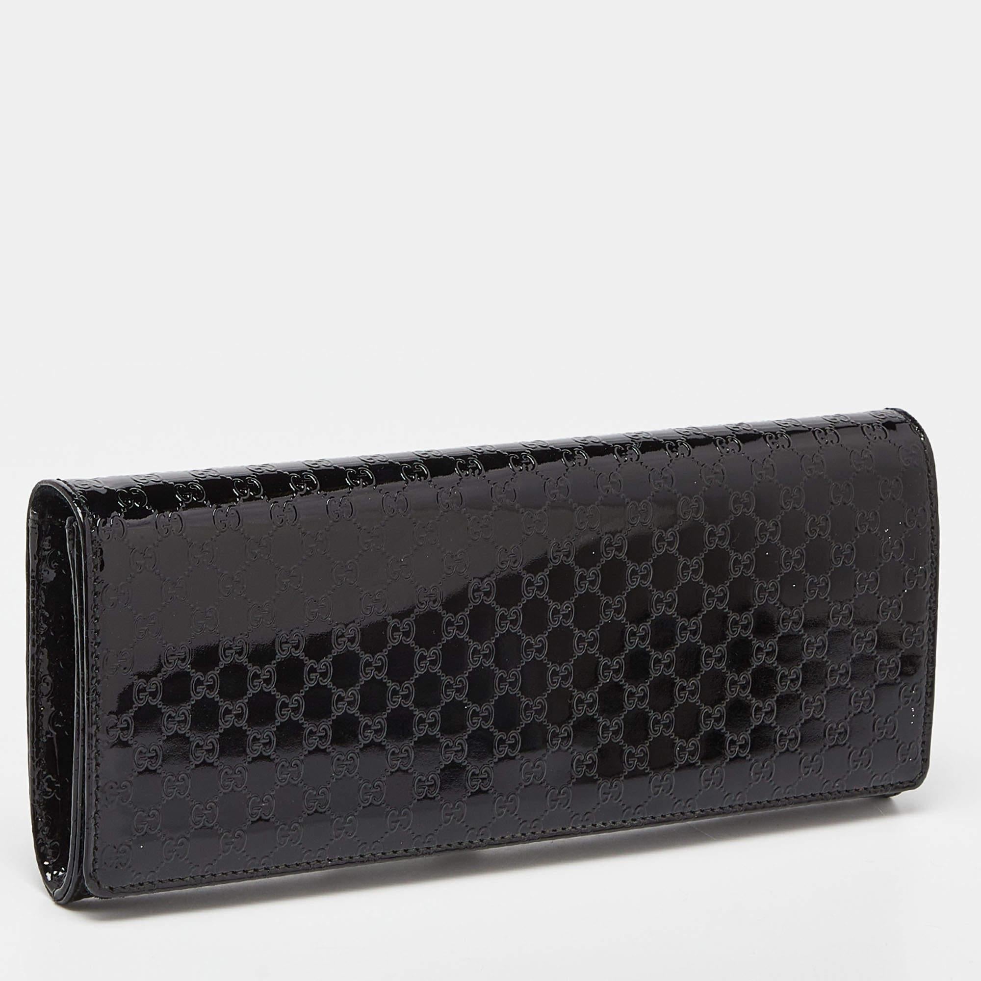 Gucci Black Microguccissima Patent Leather Small Broadway Clutch For Sale 8