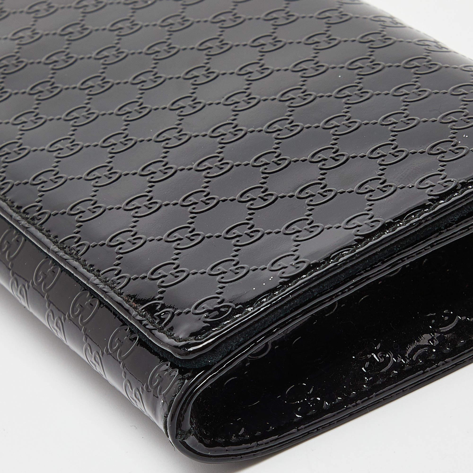 Women's Gucci Black Microguccissima Patent Leather Small Broadway Clutch For Sale