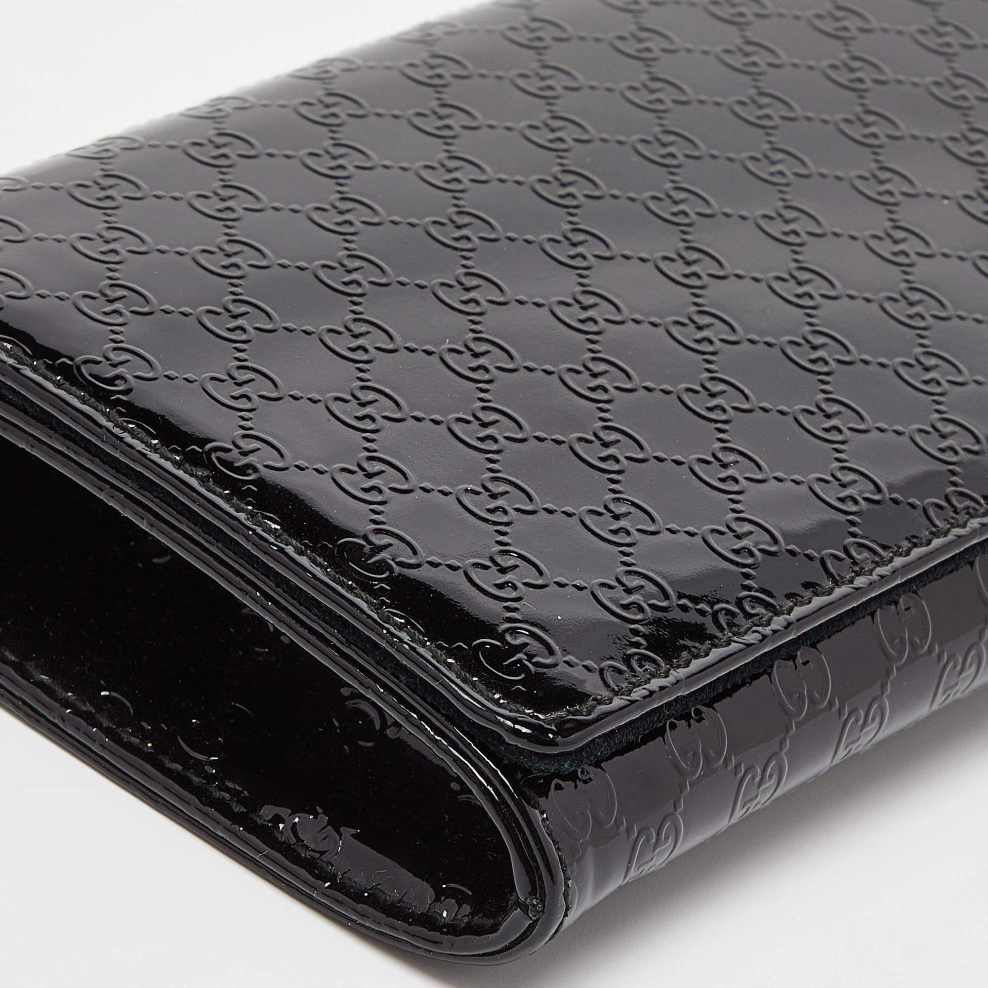 Gucci Black Microguccissima Patent Leather Small Broadway Clutch For Sale 1