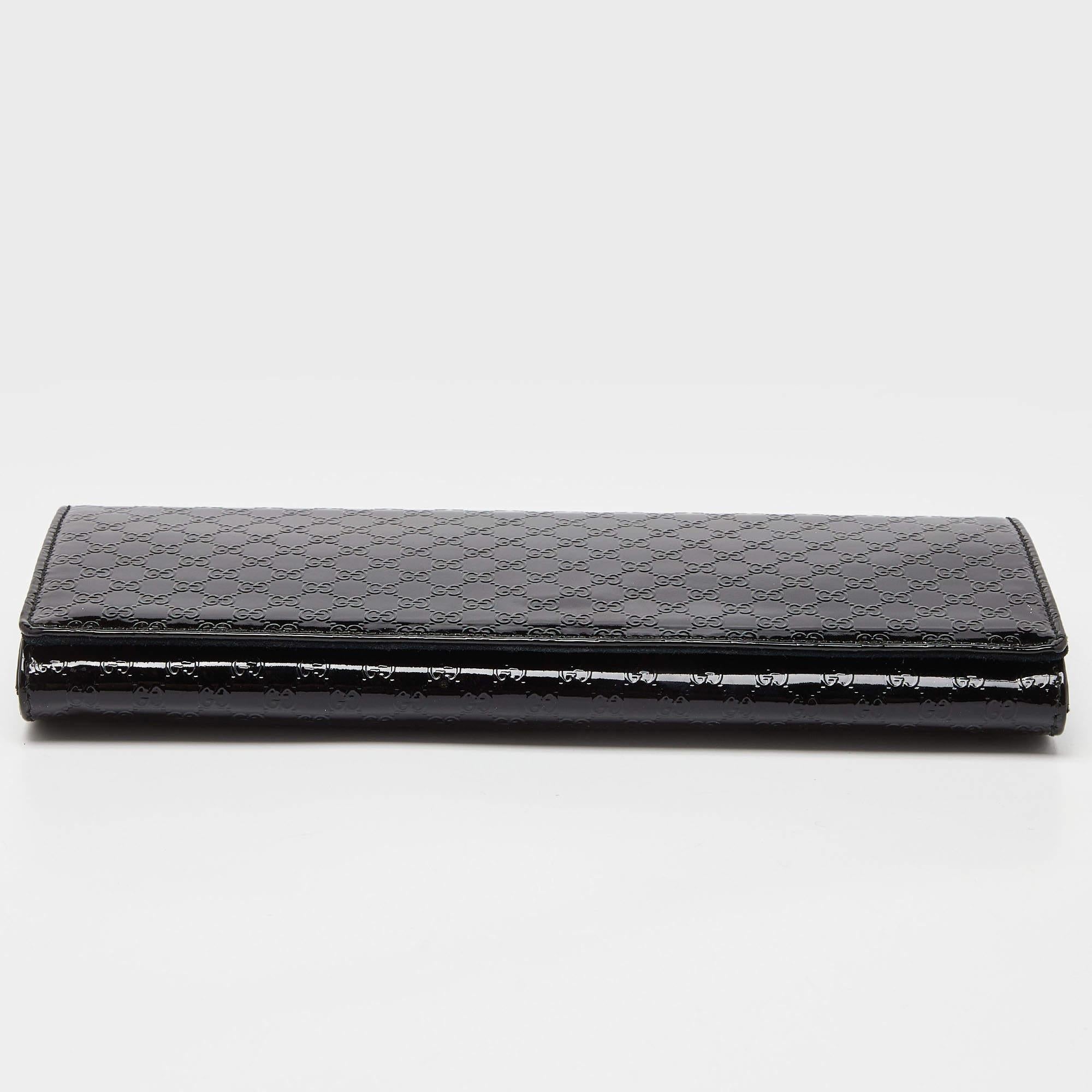 Gucci Black Microguccissima Patent Leather Small Broadway Clutch For Sale 2
