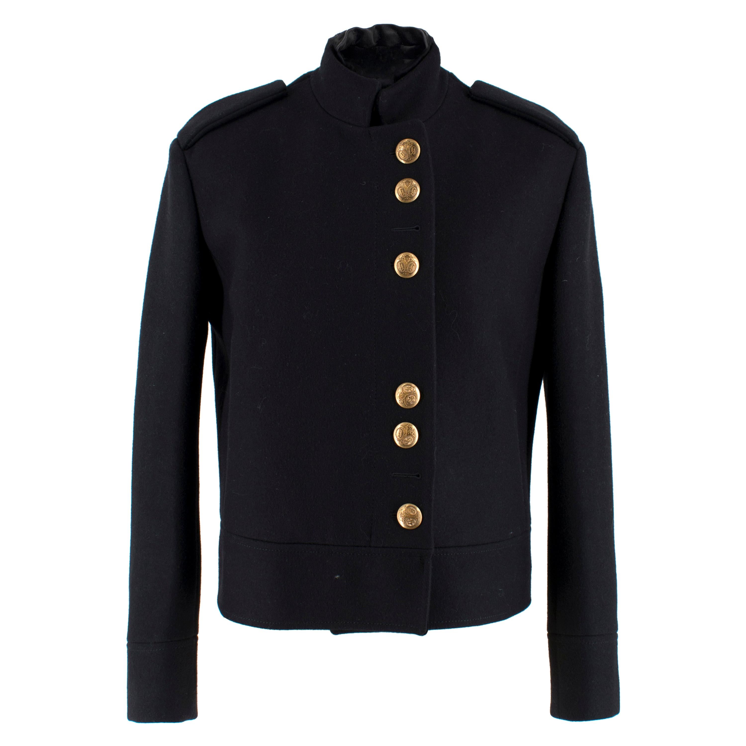 Gucci Black Military Wool Jacket XS 40