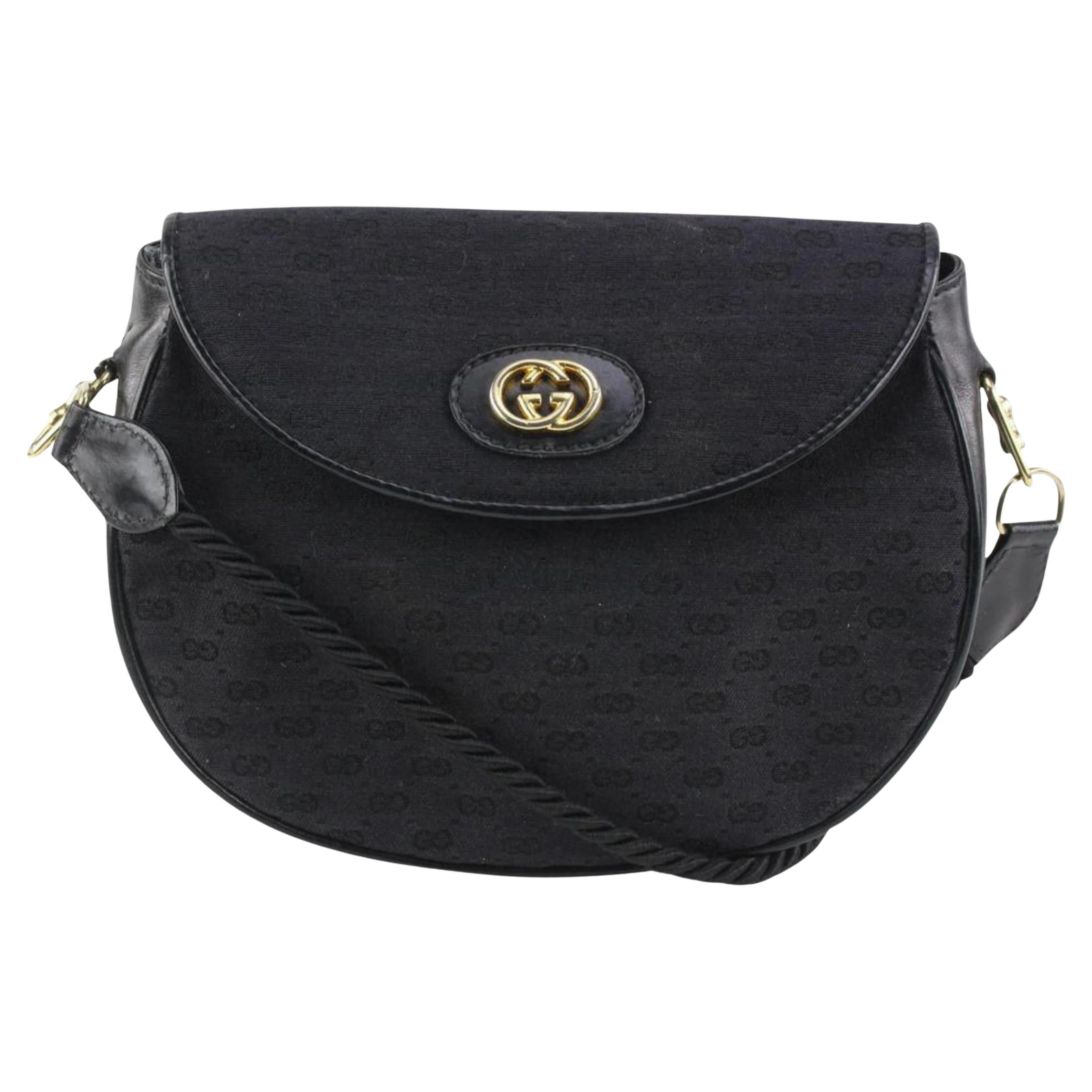 Gucci Black Mini GG Flap Crossbody Rope Bag 123g36 For Sale