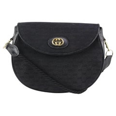 Gucci Schwarze Mini GG Klappe Crossbody Seil Tasche 123g36