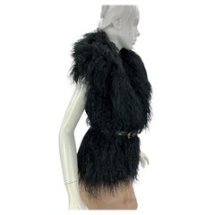 Gucci Gilet in lana con pelliccia d'agnello mongola nera e colletto italiano taglia 44 US 8