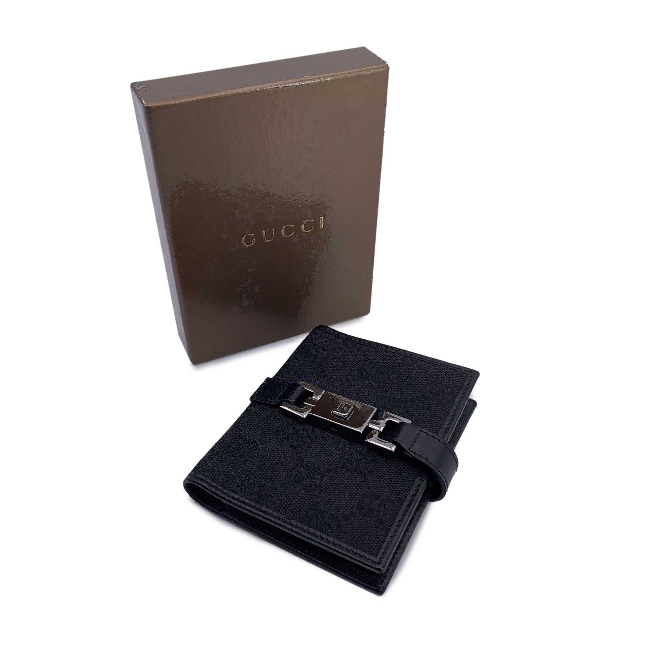 Gucci Black Monogram Canvas and Leather Jackie Address Book In Excellent Condition For Sale In Rome, Rome
