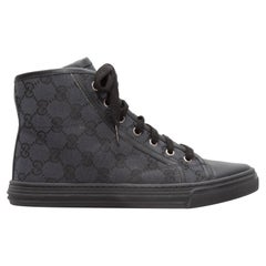 Gucci Black Monogram Canvas Cap-Toe High-Top Sneakers