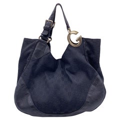 Gucci Black Monogram Canvas Charlotte Tote Hobo Bag