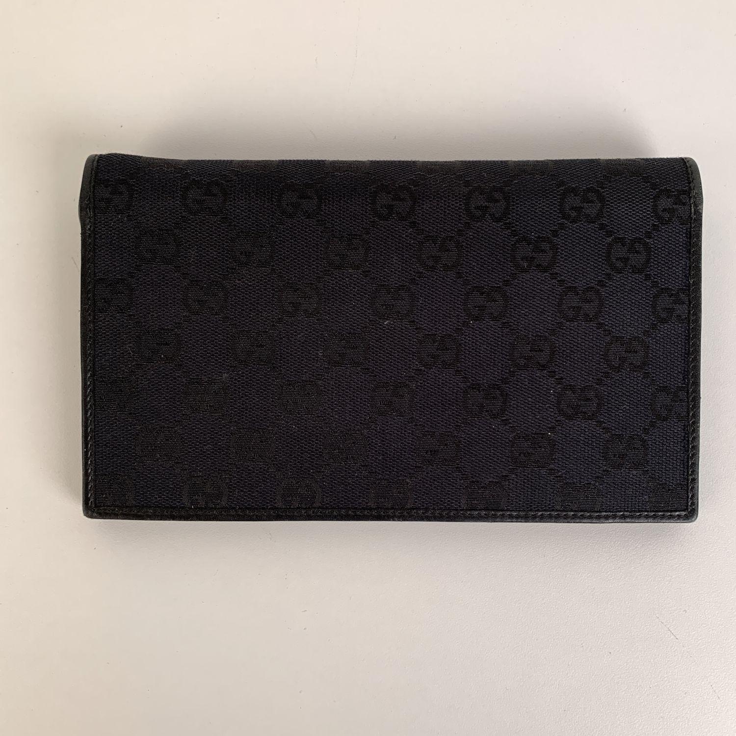 Gucci Black Monogram Canvas Flap Pouch Wallet Purse In Excellent Condition In Rome, Rome