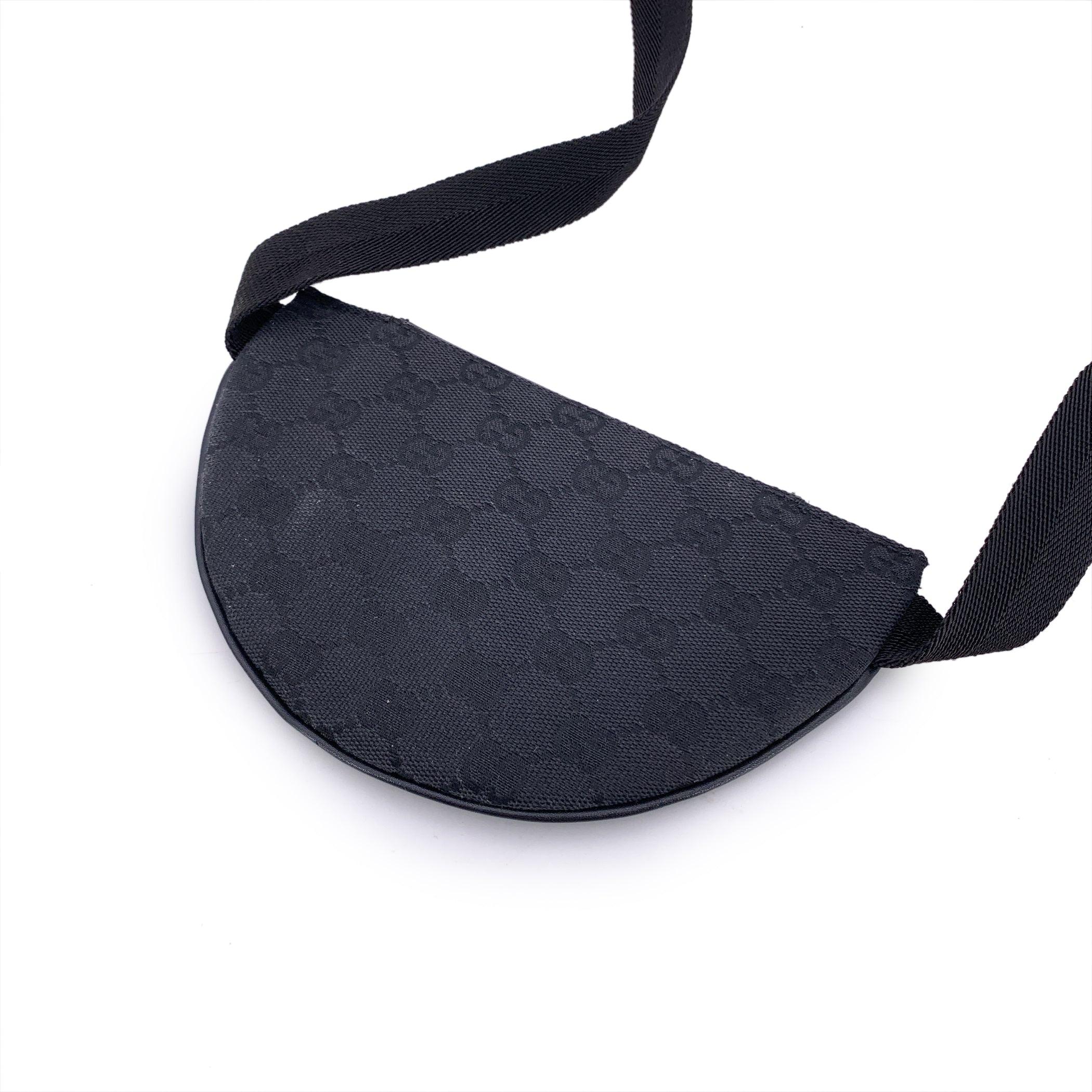 Women's Gucci Black Monogram Canvas Half Moon Belt Waist Bag For Sale