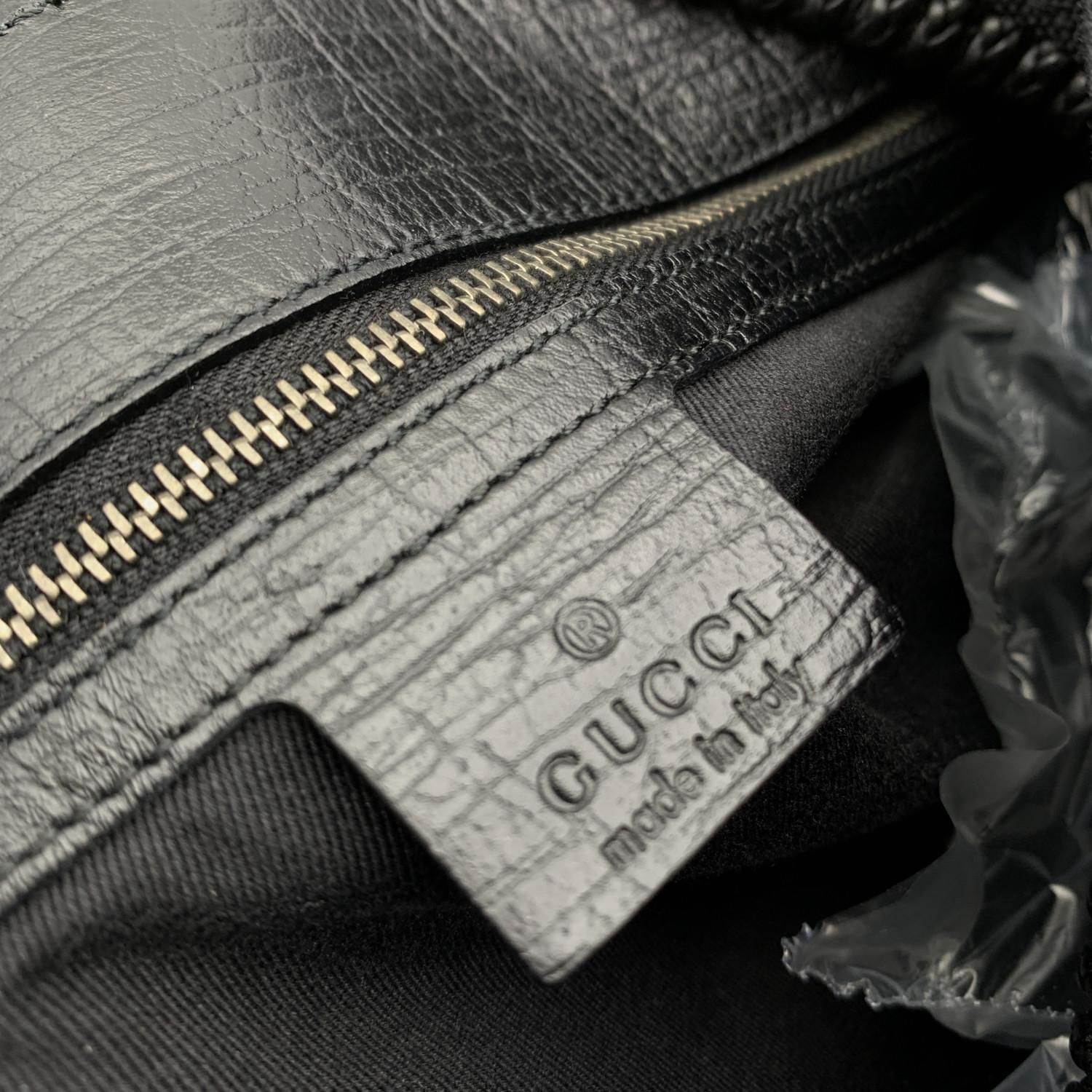 Women's Gucci Black Monogram Canvas Horsebit Hobo Shoulder Bag