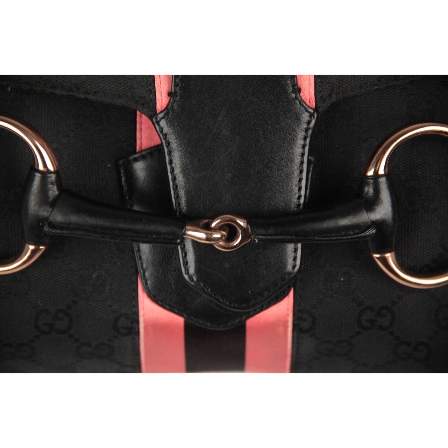 Gucci Black Monogram Canvas Horsebit Shoulder Bag Tom Ford Era 1