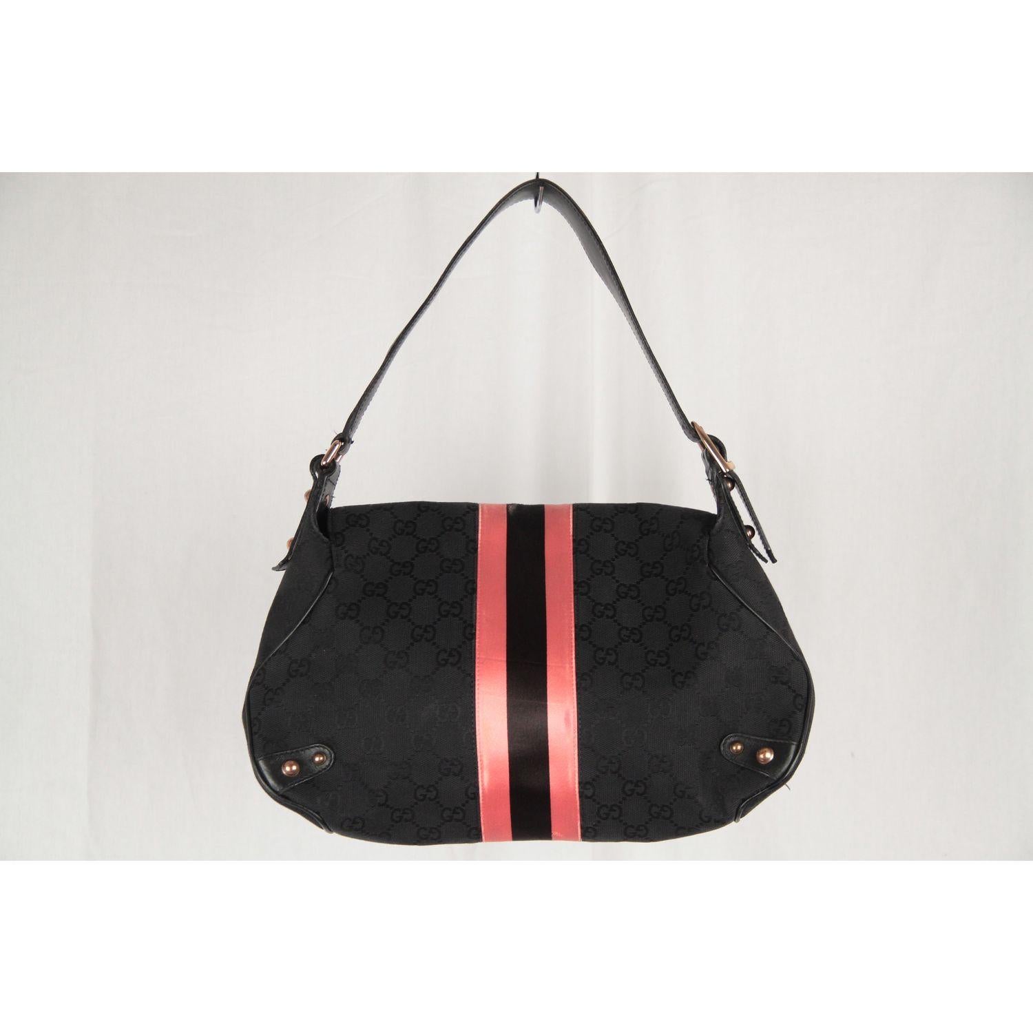 Gucci Black Monogram Canvas Horsebit Shoulder Bag Tom Ford Era 2