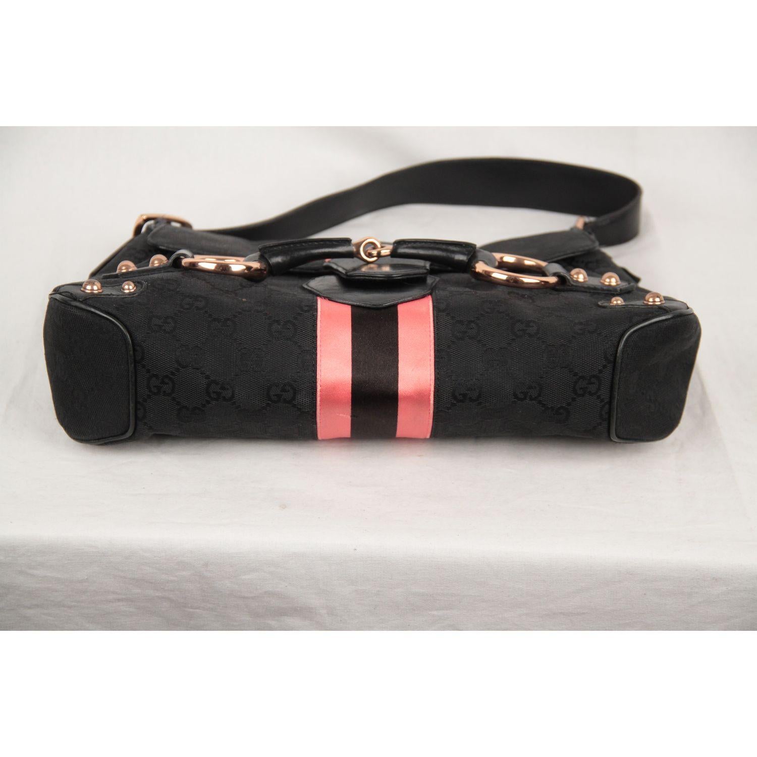 Gucci Black Monogram Canvas Horsebit Shoulder Bag Tom Ford Era 5