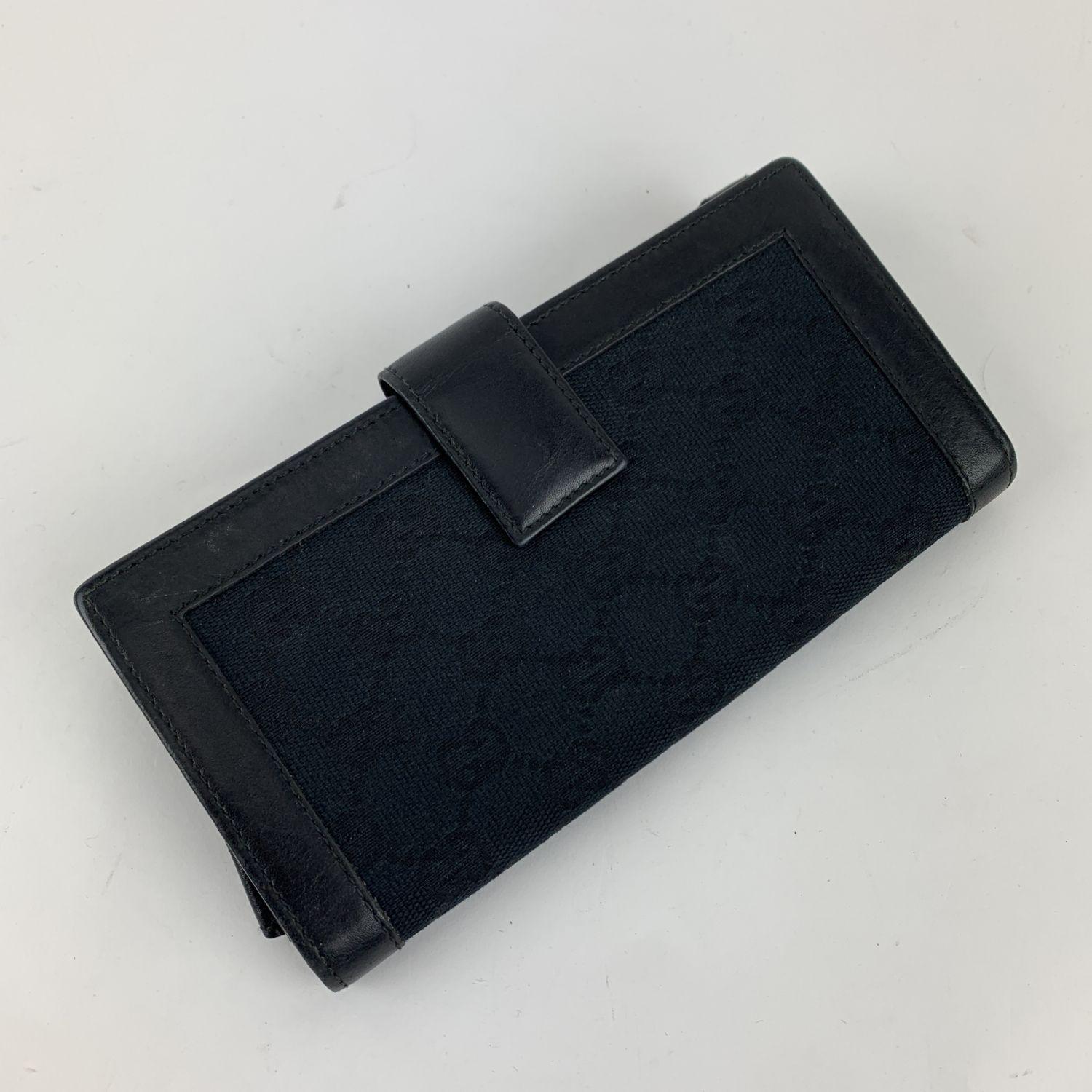 Gucci Black Monogram Canvas Leather Punch Continental Wallet Purse In Excellent Condition In Rome, Rome