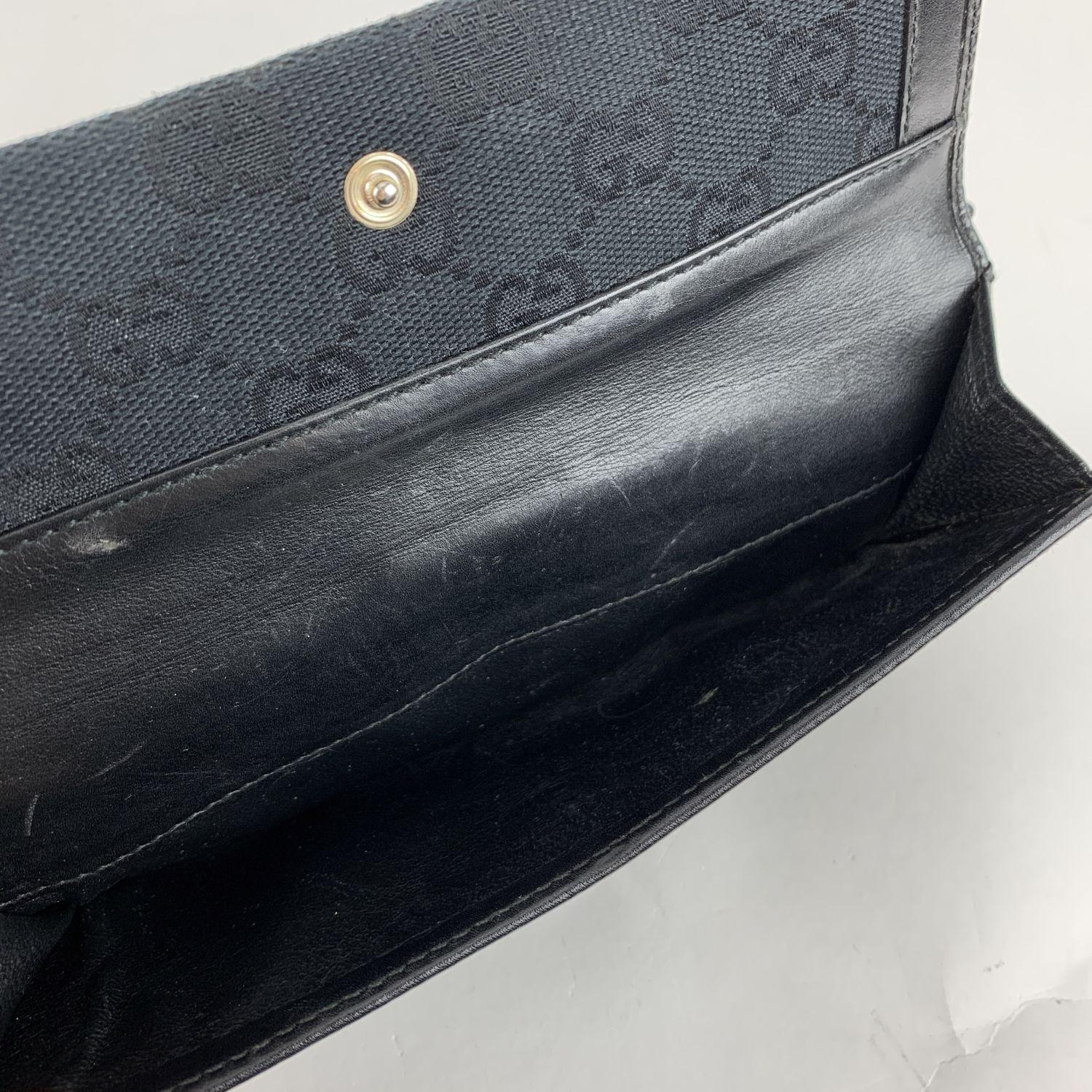 Women's Gucci Black Monogram Canvas Leather Punch Continental Wallet Purse