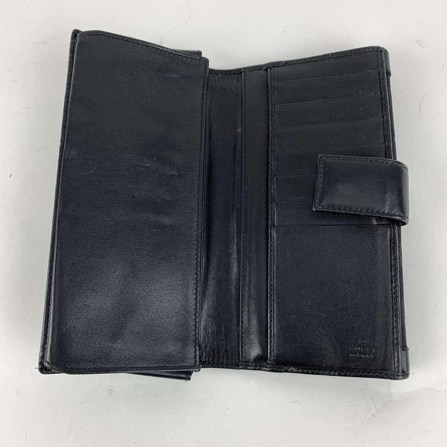 Gucci Black Monogram Canvas Leather Punch Continental Wallet Purse 1