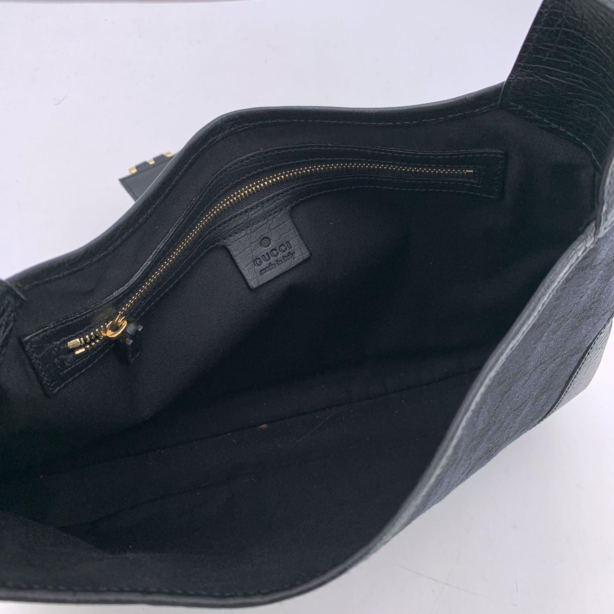 Women's or Men's Gucci Black Monogram Canvas Leather Web Hobo Shoulder Bag For Sale