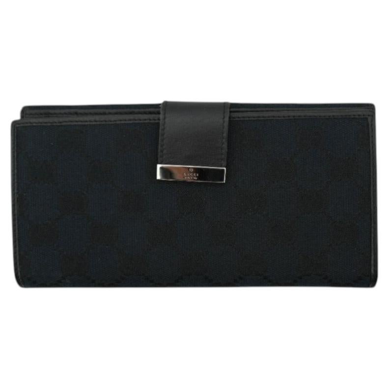 Portafoglio lungo continentale in tela Monogram nero di Gucci