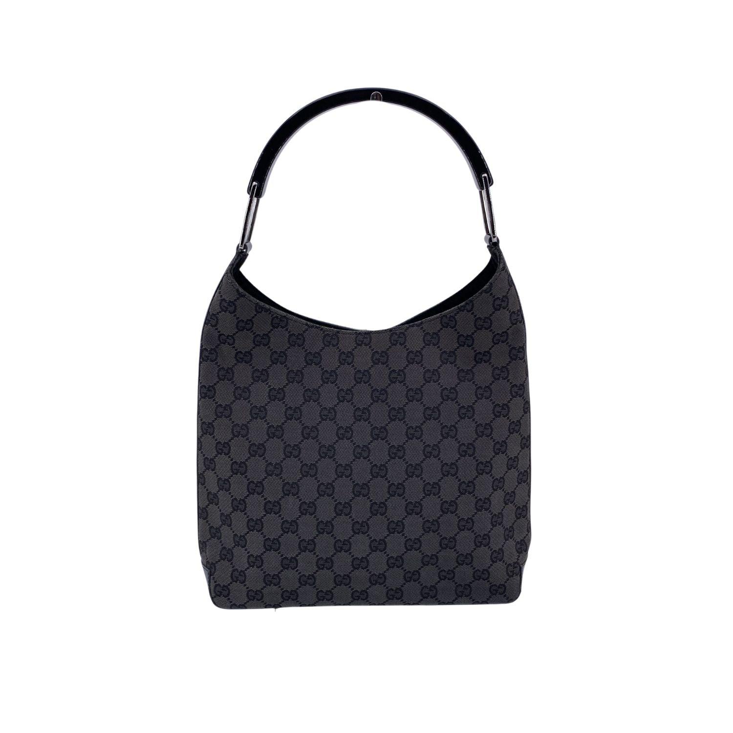 Gucci Black Monogram Canvas Lucite Hobo Bag Shoulder Bag In Good Condition For Sale In Rome, Rome