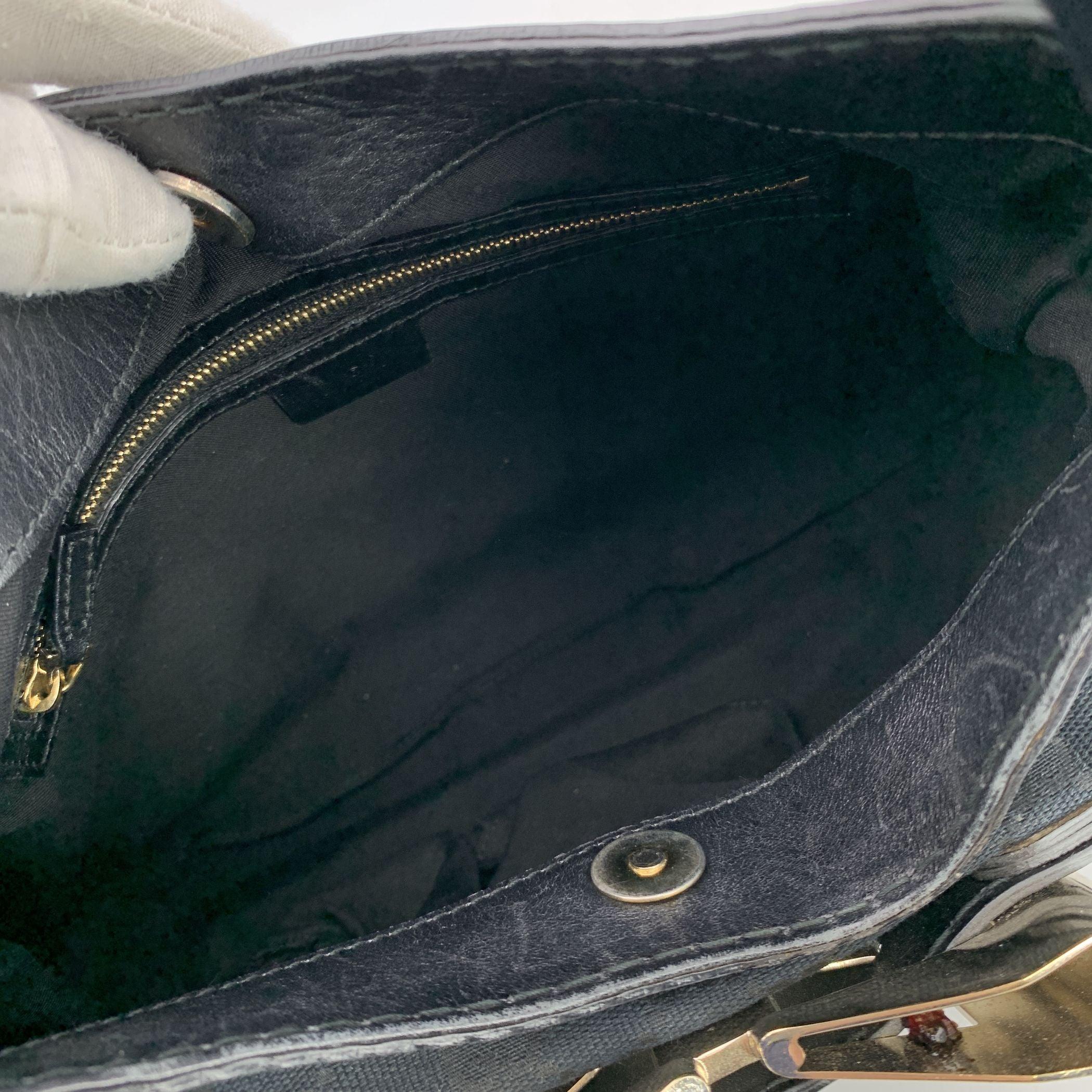 Gucci Black Monogram Canvas Queen Hobo Shoulder Bag For Sale 1