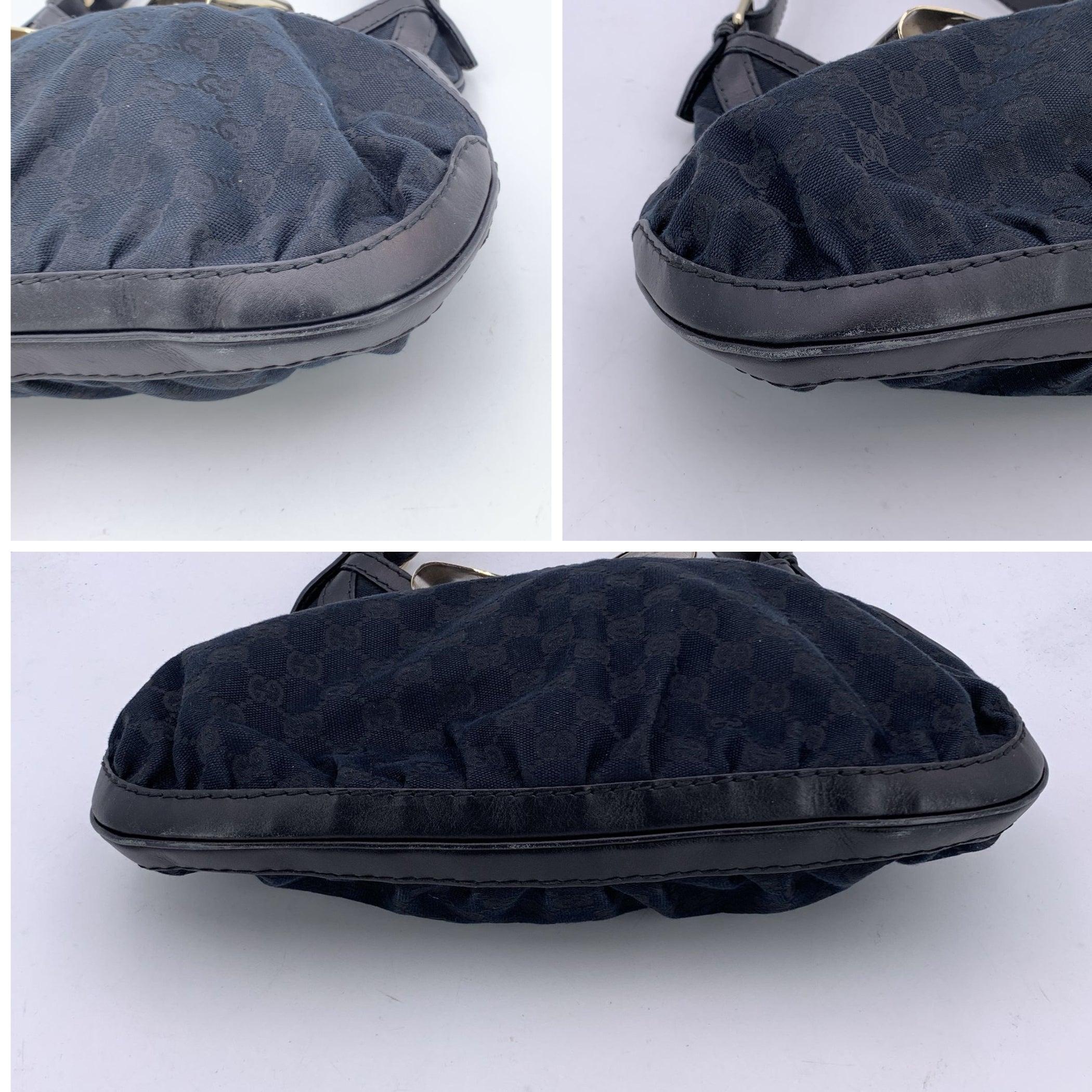 Gucci Black Monogram Canvas Queen Hobo Shoulder Bag For Sale 2