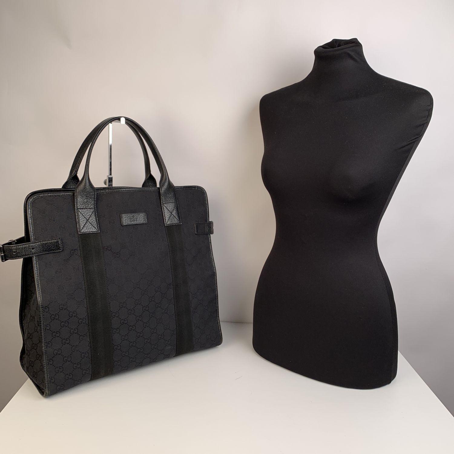 Gucci Black Monogram Canvas Shopping Bag Shopper Tote In Excellent Condition In Rome, Rome