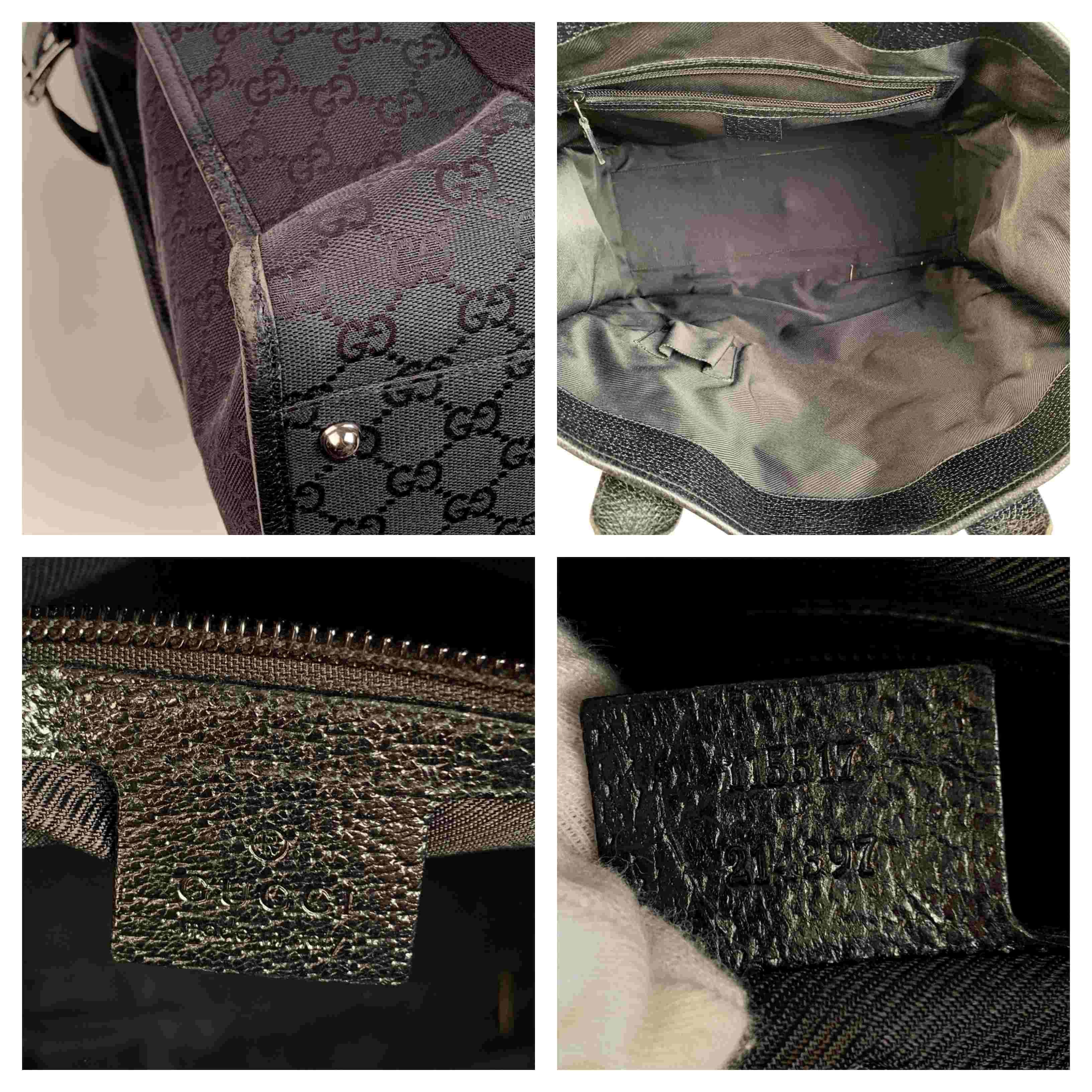 Gucci Black Monogram Canvas Shopping Bag Shopper Tote 4