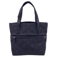Used Gucci Black Monogram Canvas Small Mini Tote Handbag