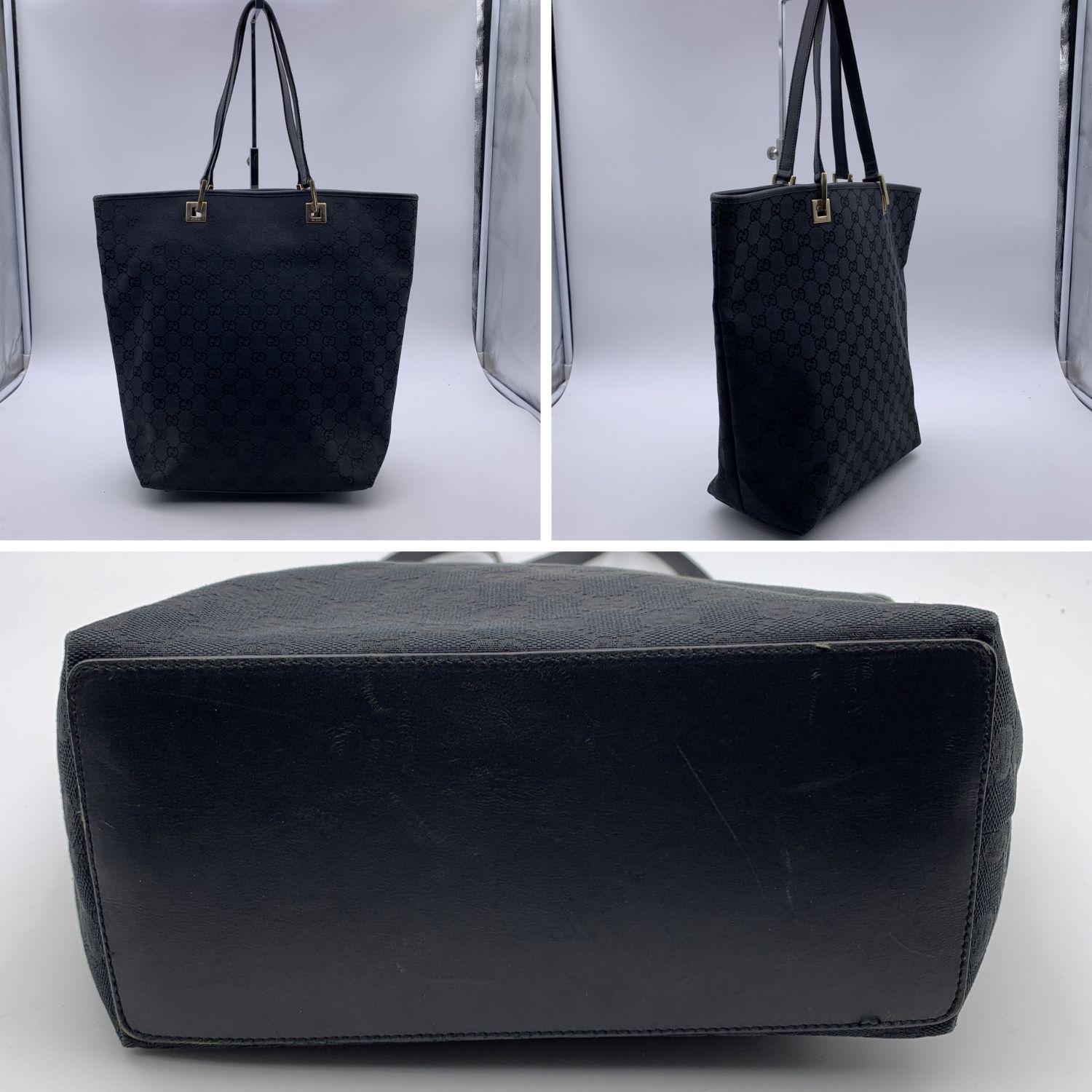 Gucci Black Monogram Canvas Tote Bucket Shopping Bag 2