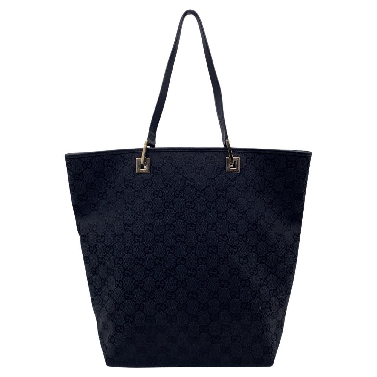 Gucci Black Monogram Canvas Tote Bucket Shopping Bag