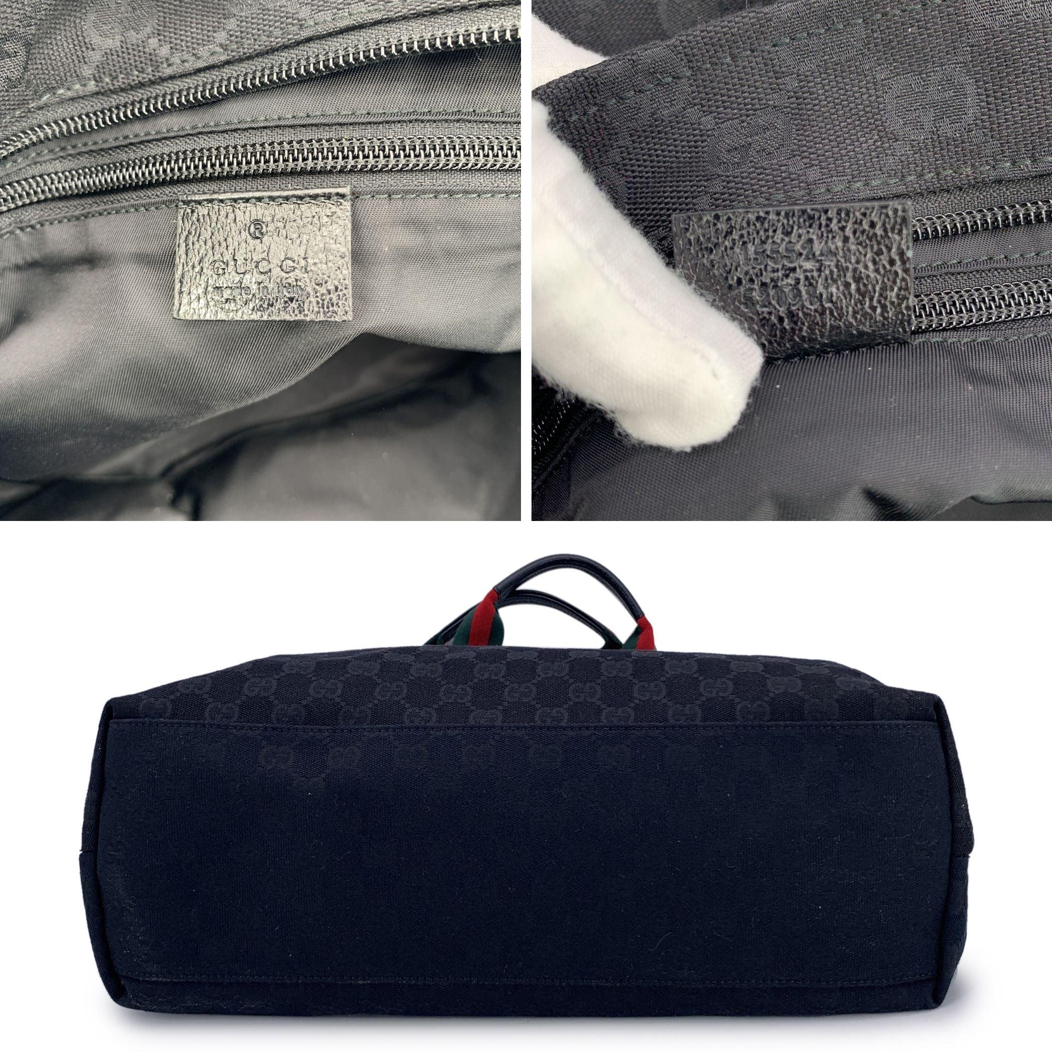 Gucci Black Monogram Canvas Web Strap Tote Diaper Bag 1