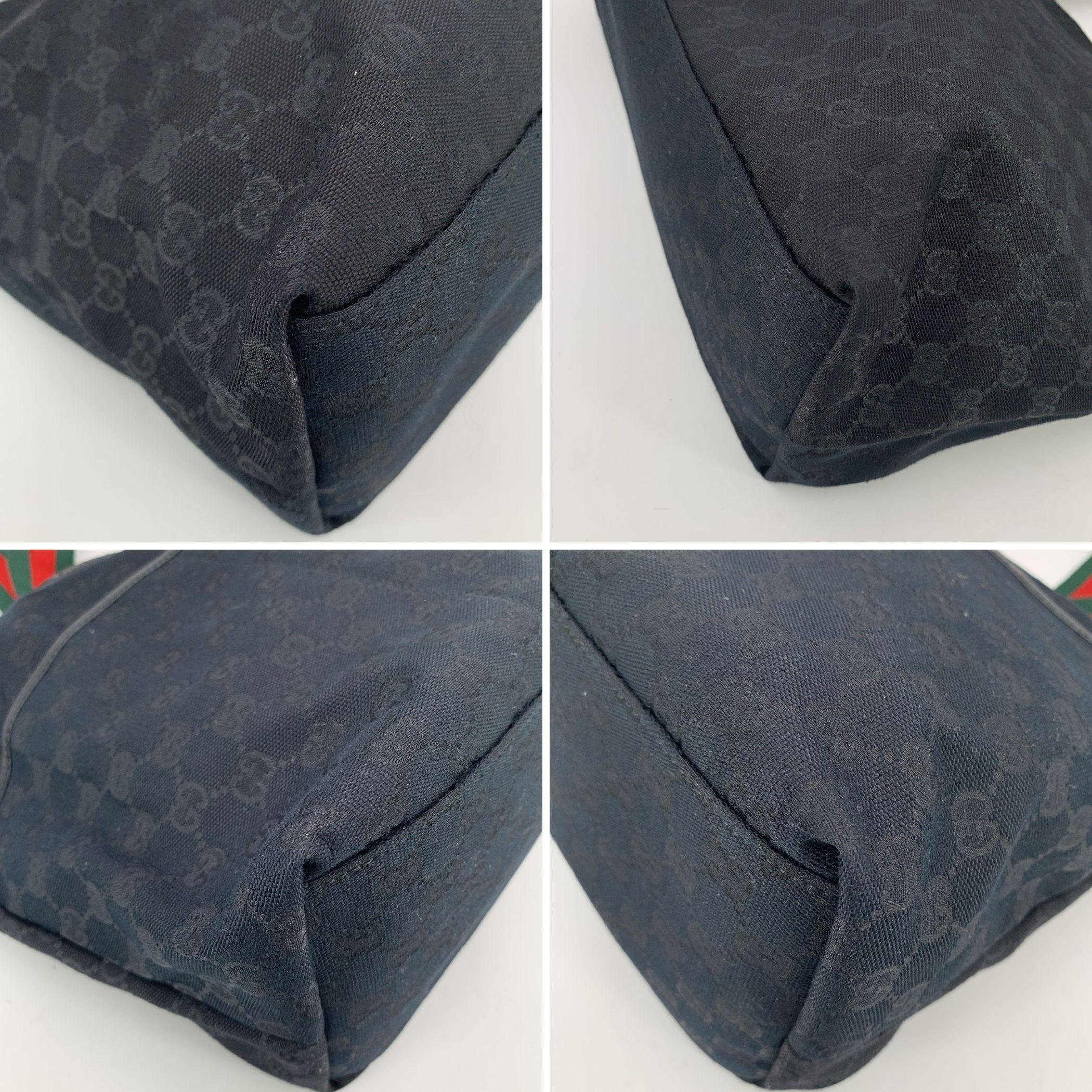 Gucci Black Monogram Canvas Web Strap Tote Diaper Bag 2