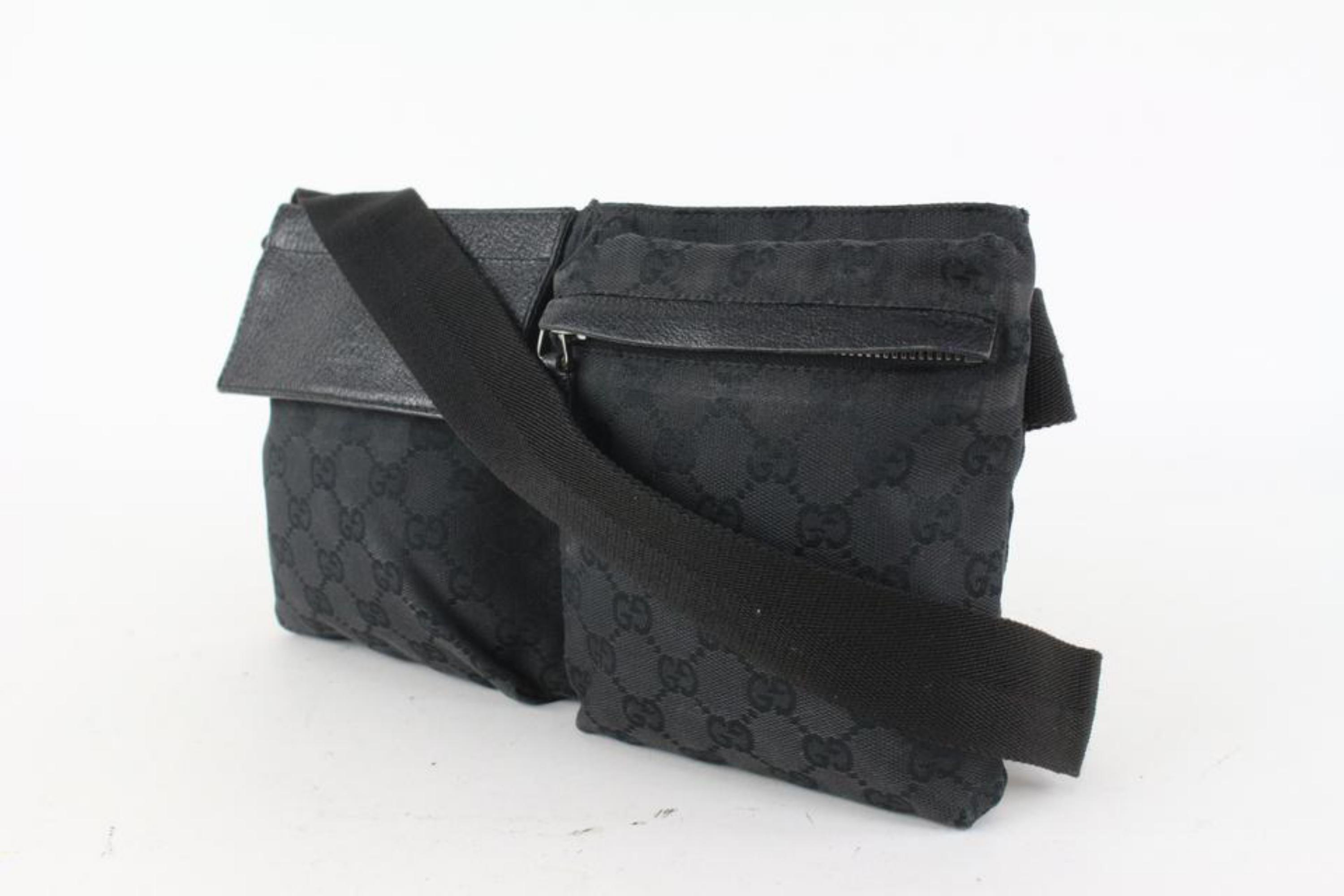 Gucci Black Monogram GG Belt Bag Fanny Pack Waist Pouch 105g5 5
