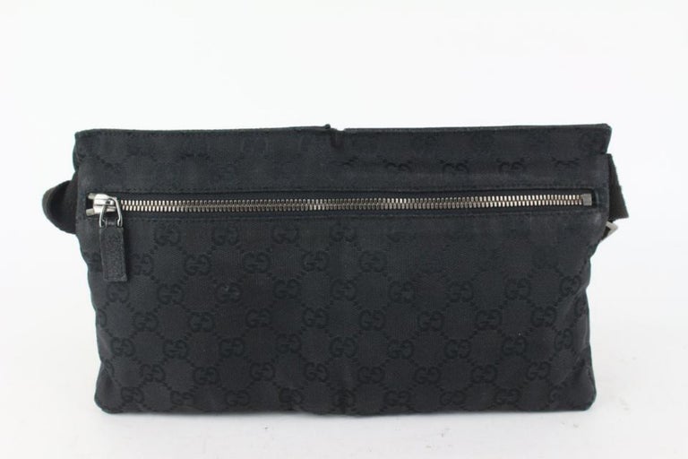 Gucci Black Monogram GG Belt Bag Fanny Pack Waist Pouch 105g5 at 1stDibs