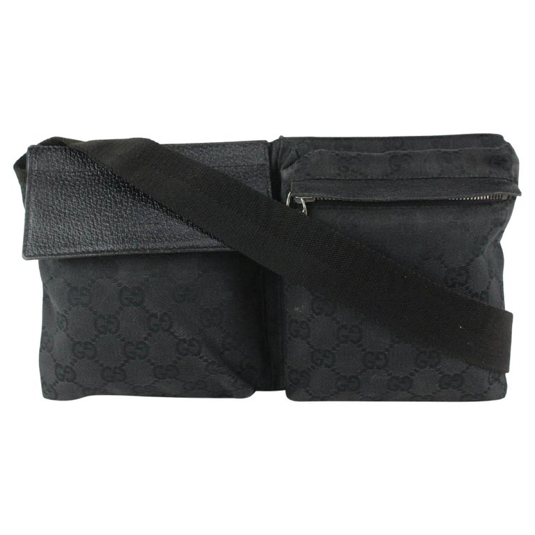 Gucci Black Monogram GG Belt Bag Fanny Pack Waist Pouch 105g5 at 1stDibs