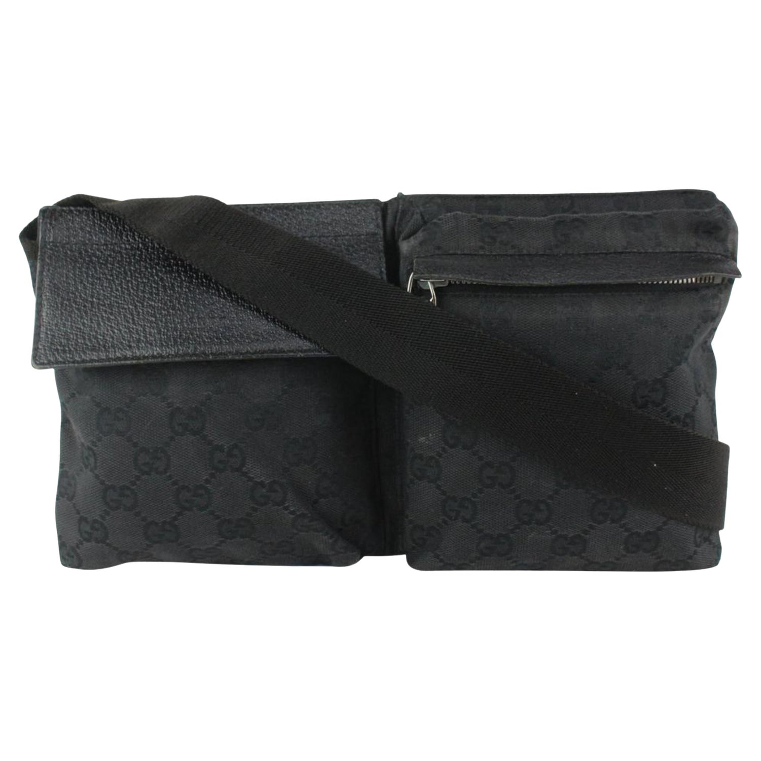 Gucci Black Monogram GG Belt Bag Fanny Pack Waist Pouch 105g5 at 1stDibs | gucci  belt bag