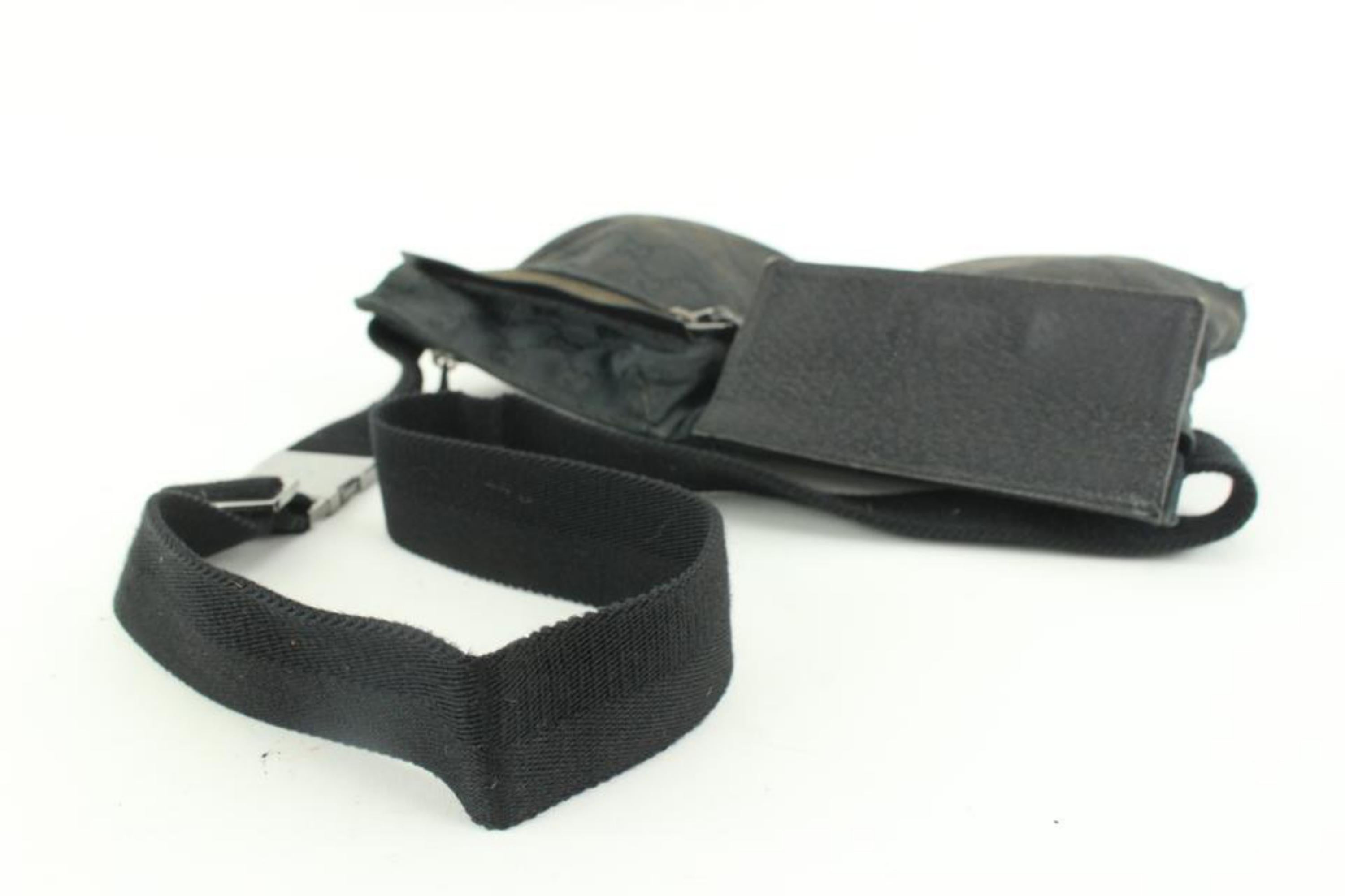 Gucci Black Monogram GG Belt Bag Fanny Pack Waist Pouch 16g29 For Sale 2