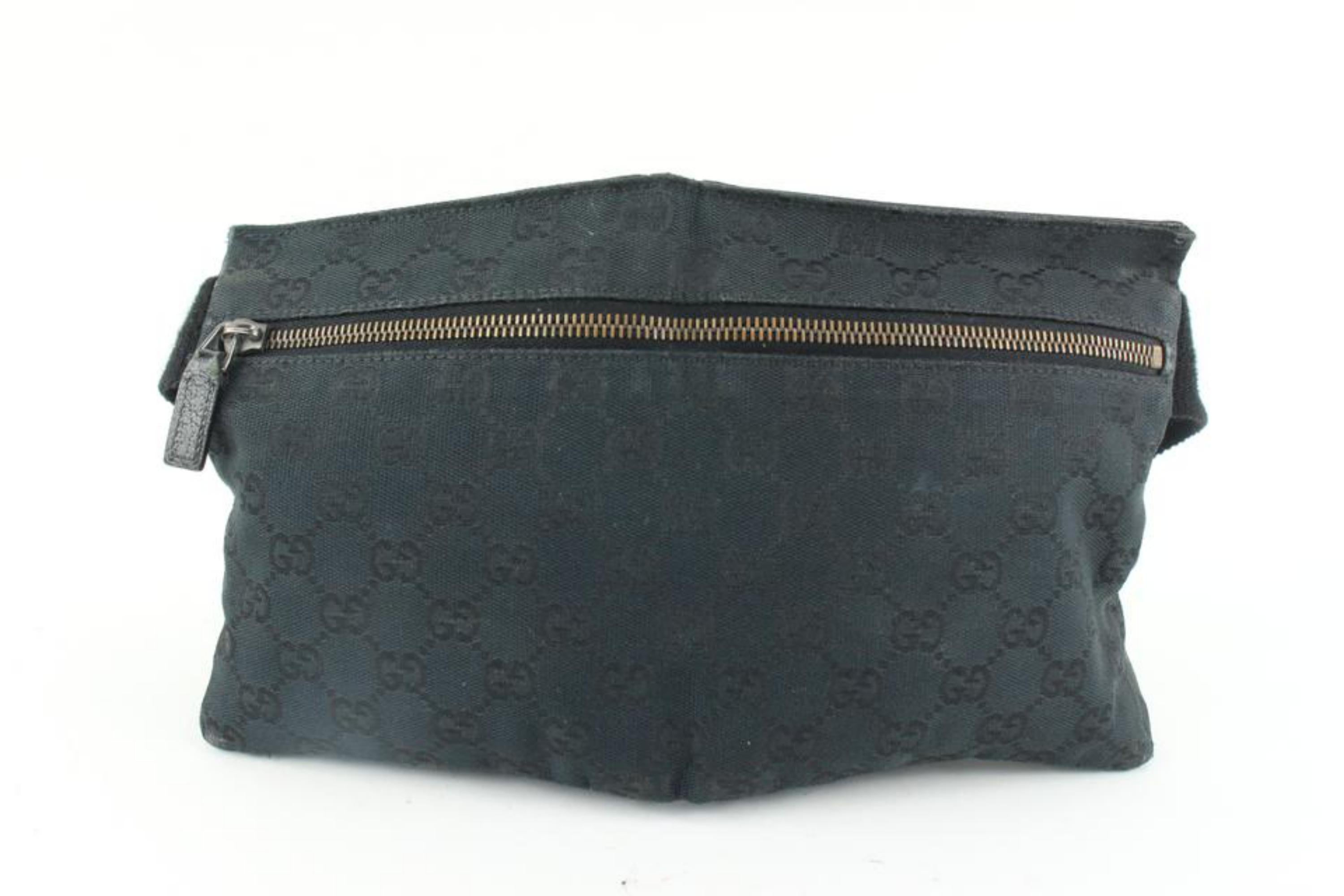 Gucci Black Monogram GG Belt Bag Fanny Pack Waist Pouch 16g29 For Sale 3