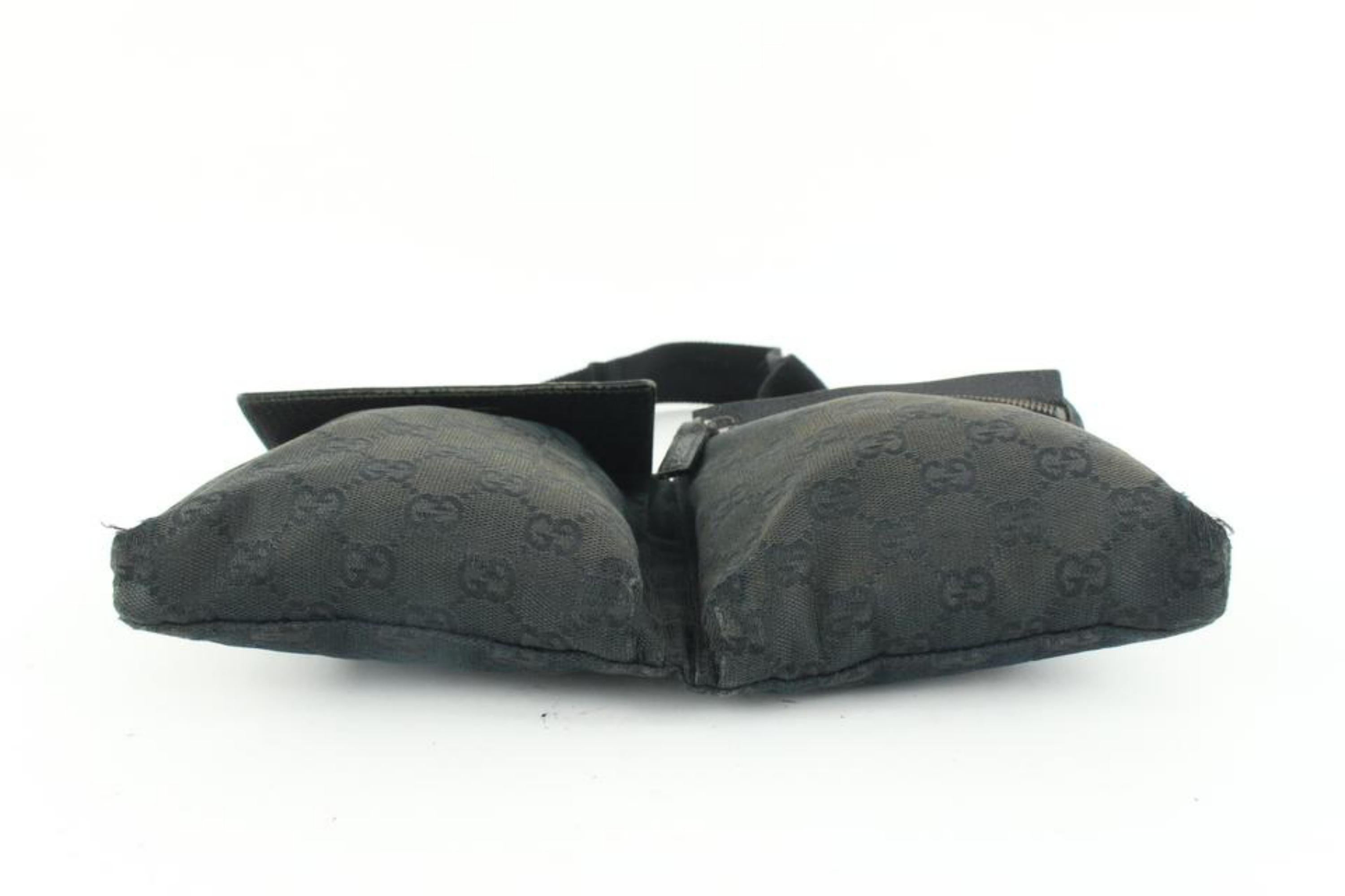 Gucci Black Monogram GG Belt Bag Fanny Pack Waist Pouch 16g29 For Sale 5
