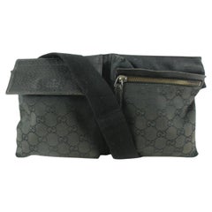 Gucci Black Monogram GG Belt Bag Fanny Pack Waist Pouch 16g29