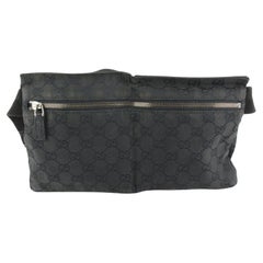 Gucci Black Monogram GG Belt Bag Fanny Pack Waist Pouch 82gz56s