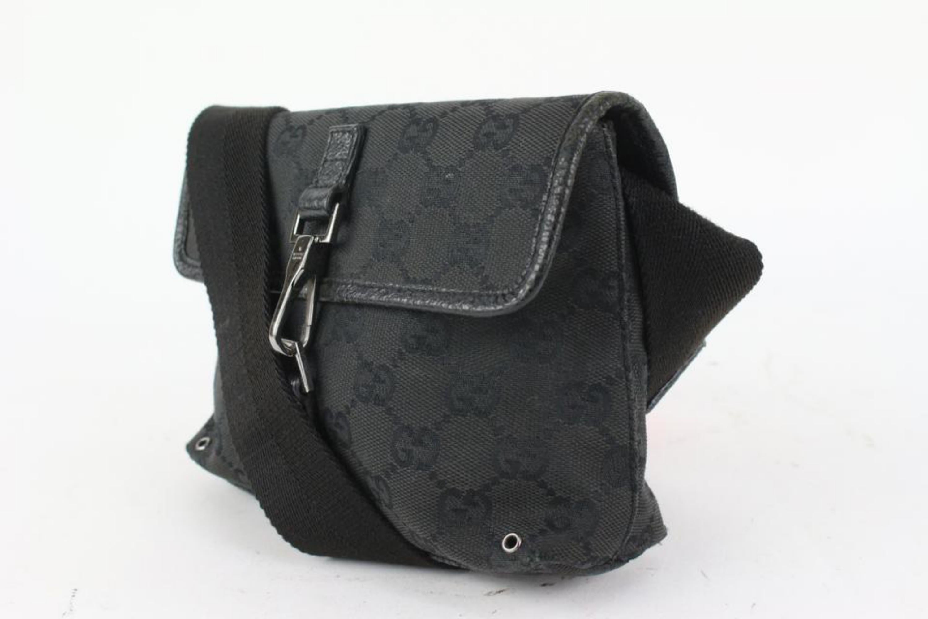 Gucci Schwarze Monogrammierte GG Gürteltasche mit Fanny Pack Taille Beutel 927gk26 im Angebot 7