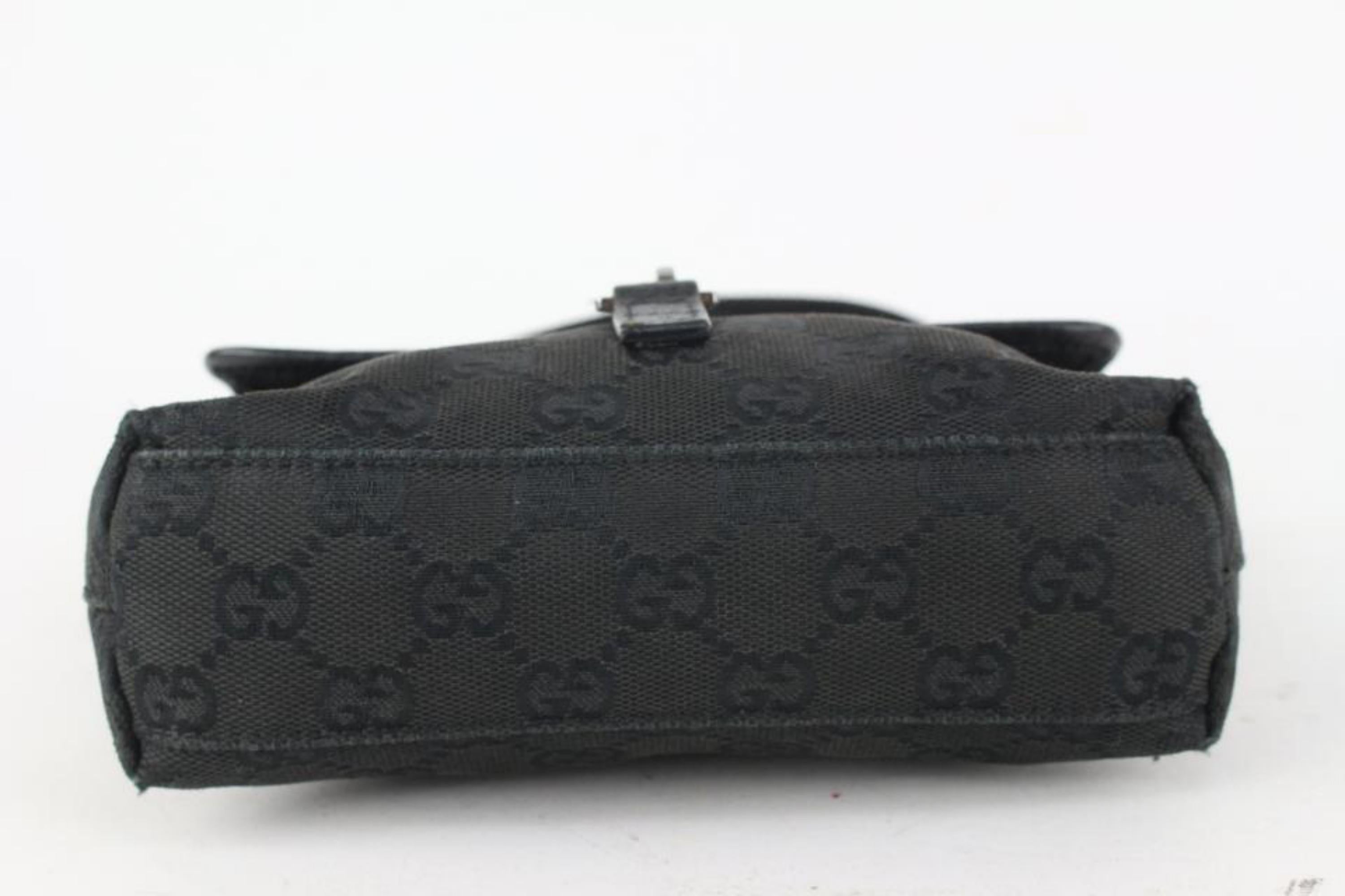 Gucci Black Monogram GG Belt Bag Fanny Pack Waist Pouch 927gk26 In Fair Condition For Sale In Dix hills, NY