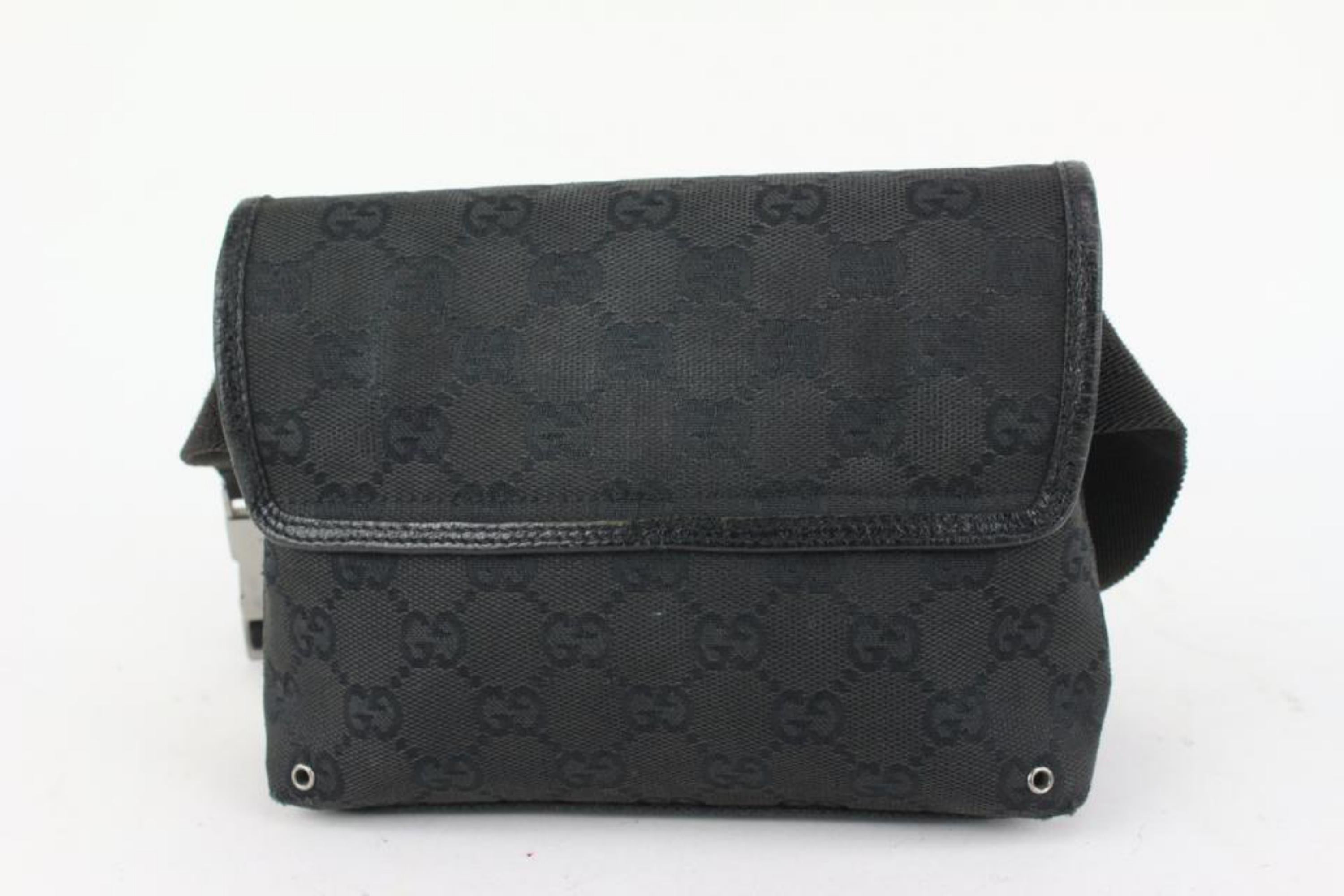 Women's Gucci Black Monogram GG Belt Bag Fanny Pack Waist Pouch 927gk26 For Sale