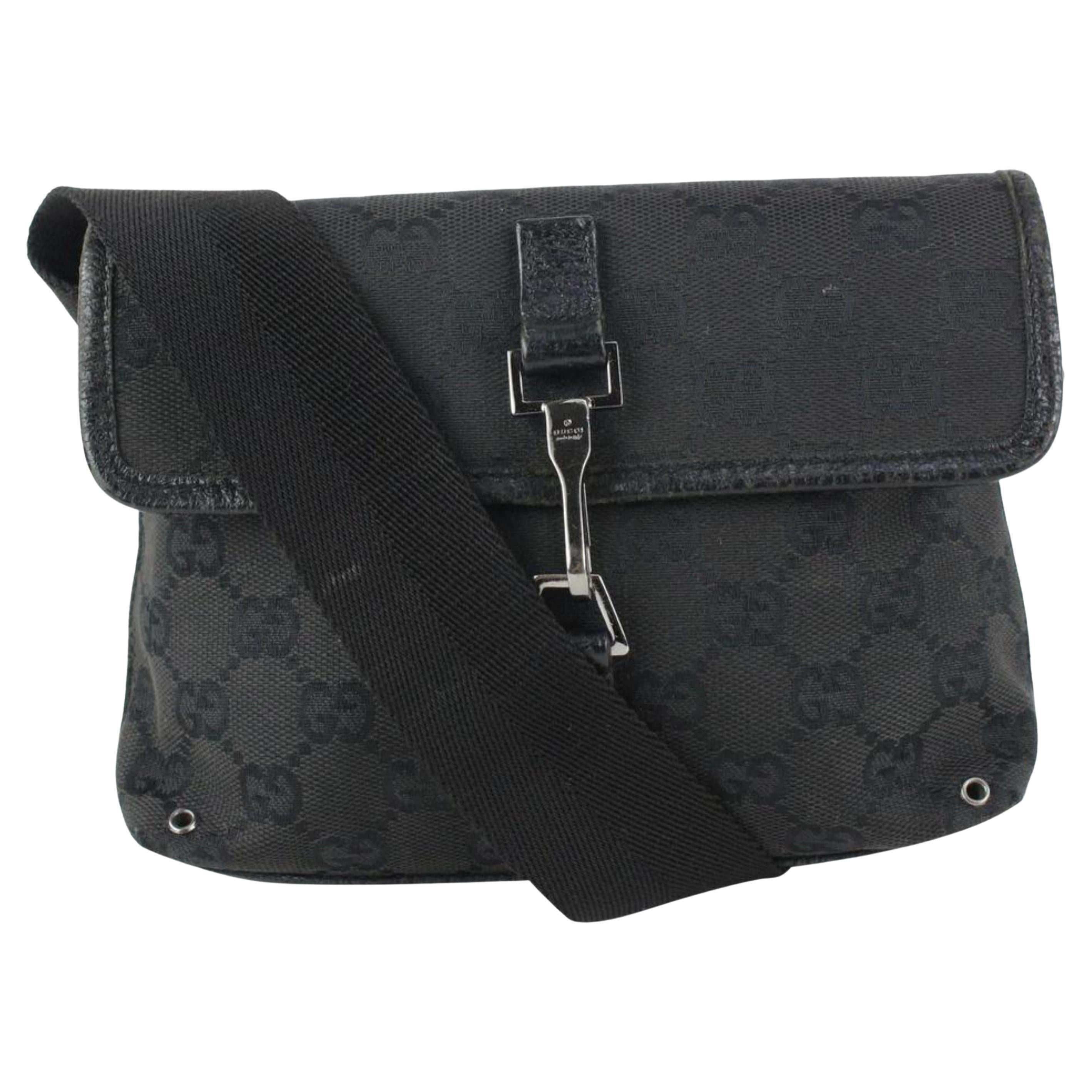 Gucci Black Monogram GG Belt Bag Fanny Pack Waist Pouch 927gk26 For Sale