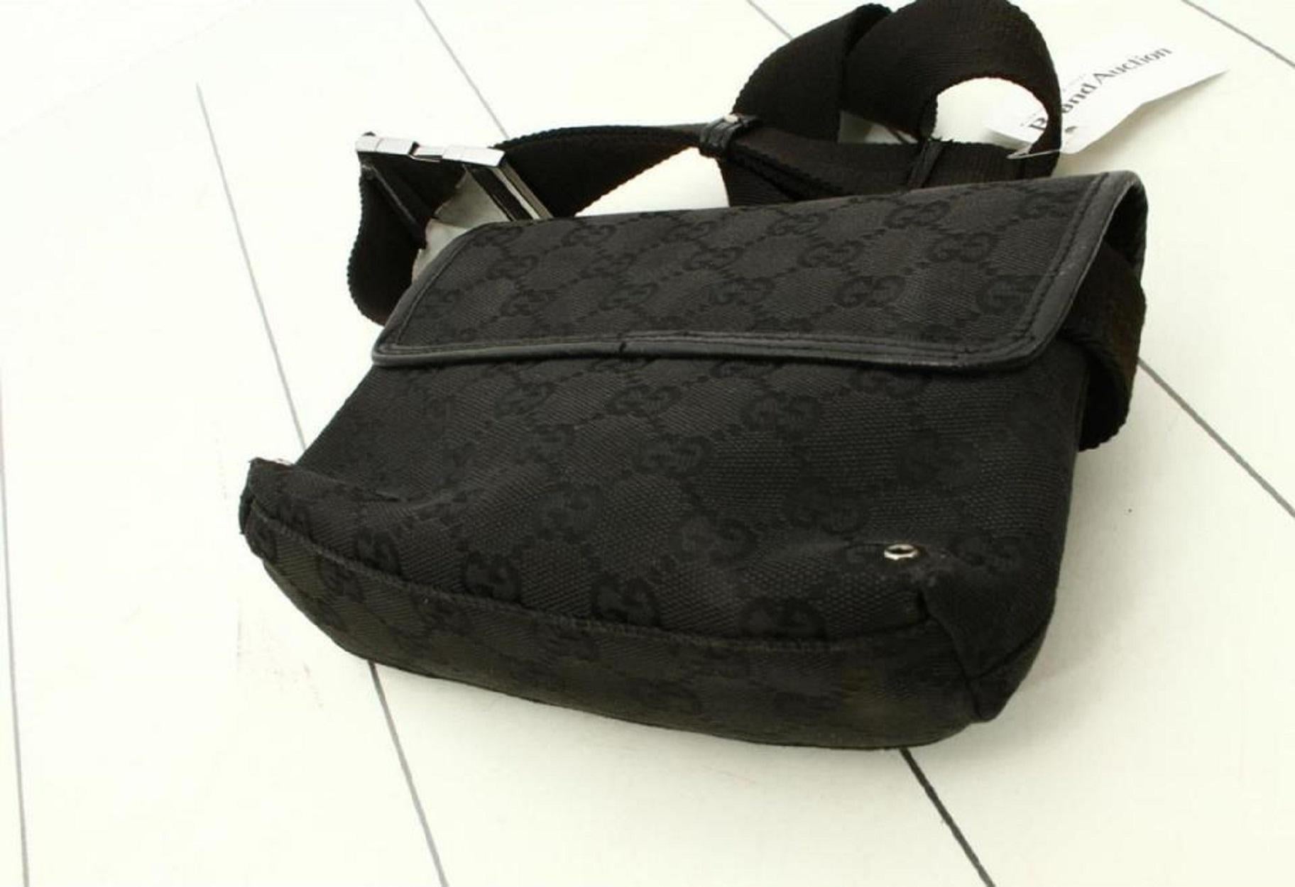 Gucci Black Monogram GG Belt Pouch Waist Bag Fanny Pack  861393 In Good Condition In Dix hills, NY