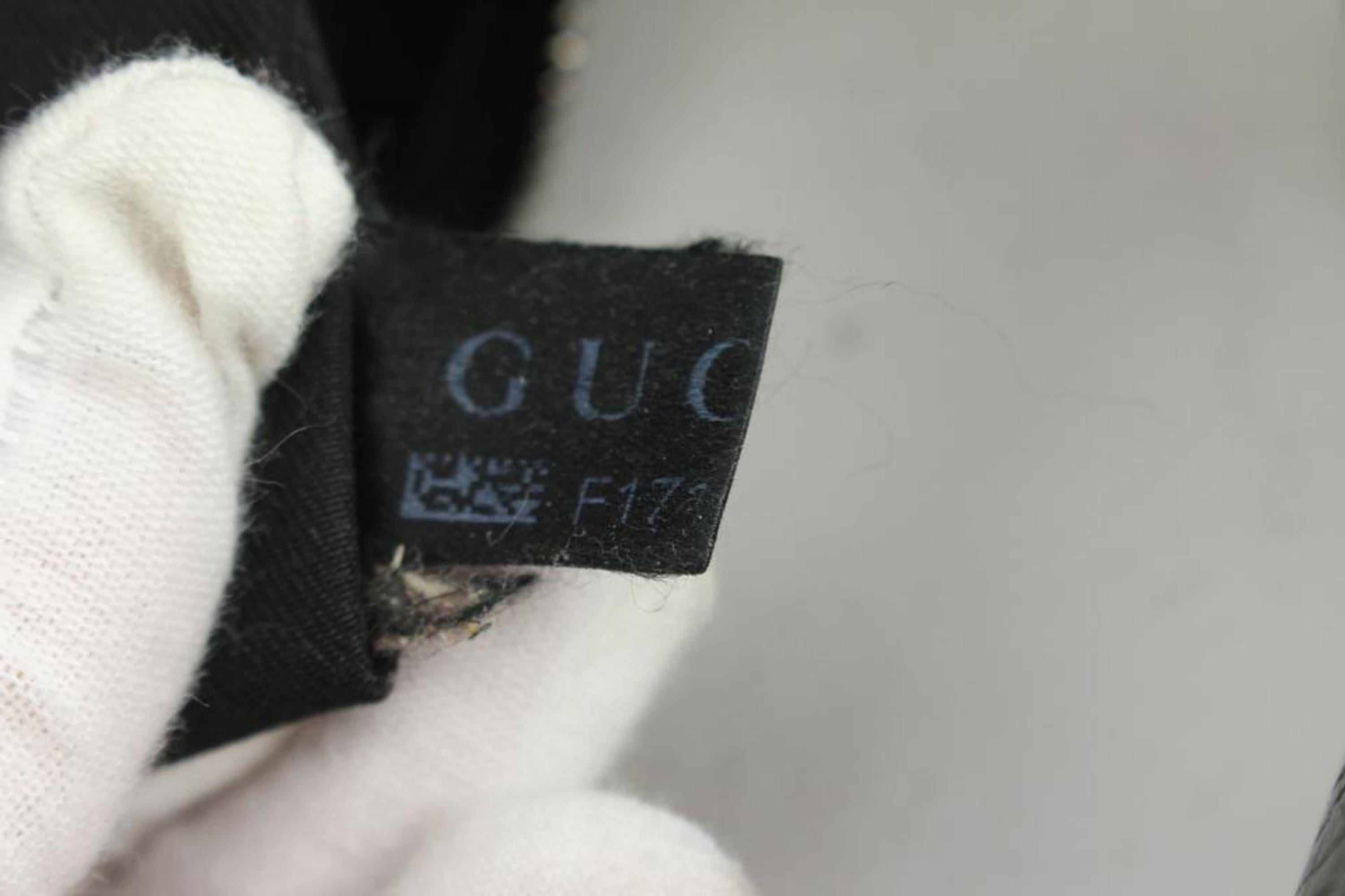 Gucci Black Monogram GG Horsebit Hobo Bag 5G113 In Fair Condition For Sale In Dix hills, NY