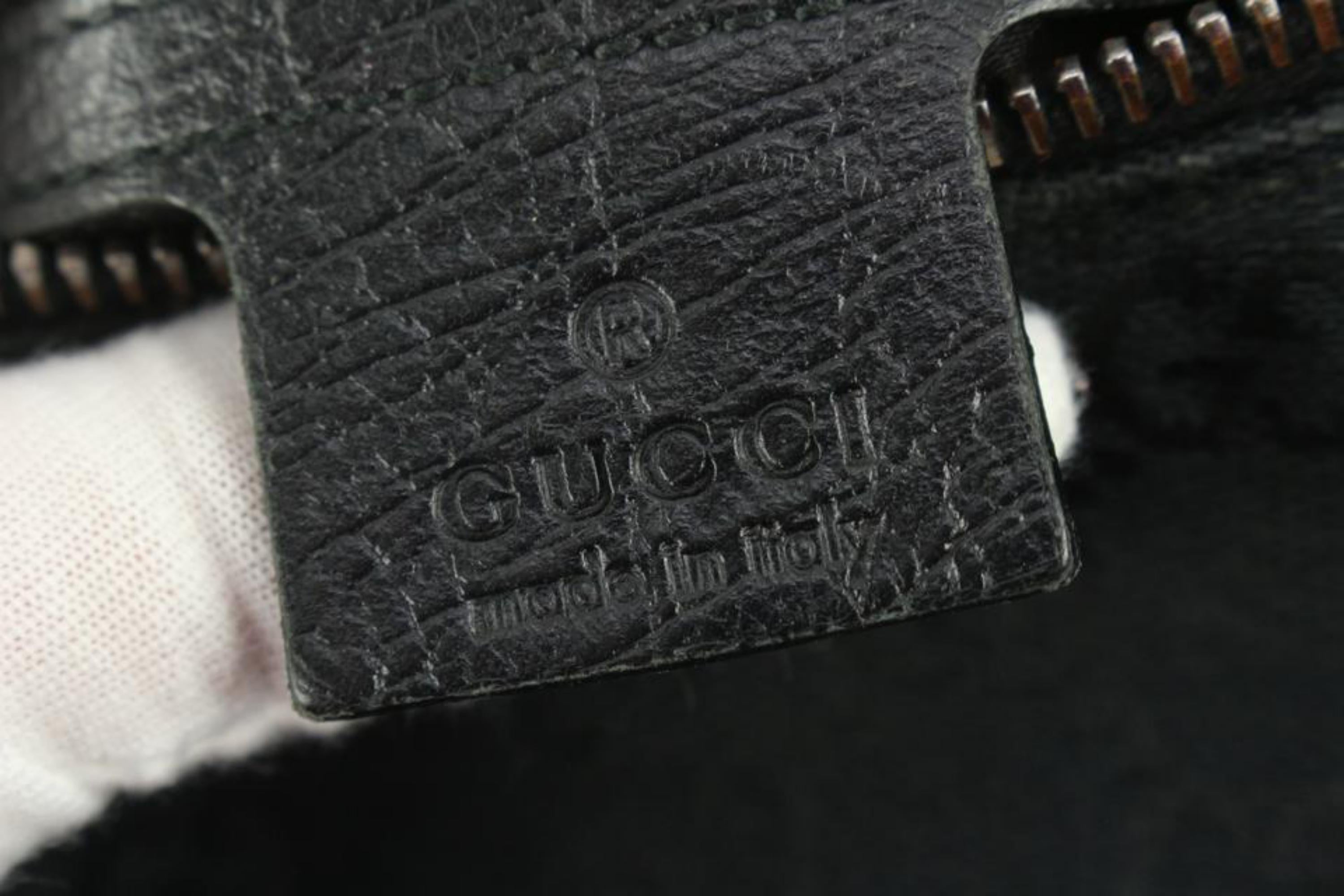 Gucci Black Monogram GG Horsebit Hobo Bag 5G113 For Sale 1