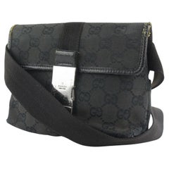 Gucci Black Monogram GG Waist Bag Belt Pouch Fanny Pack 0G39G