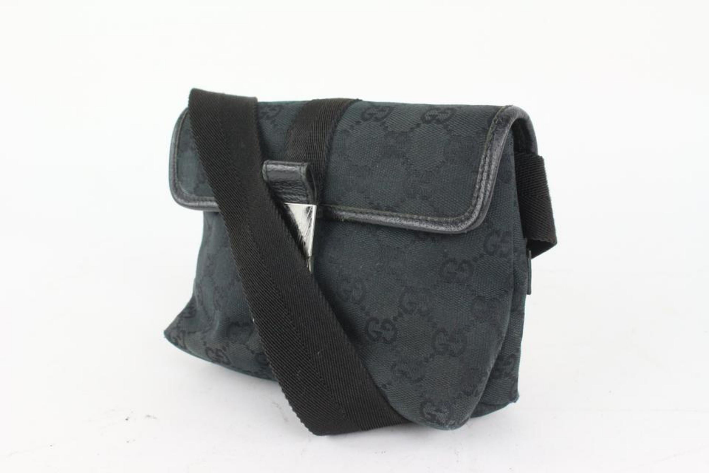 Gucci Black Monogram GG Waist Bag Belt Pouch Fanny Pack 1015g48 For Sale 4